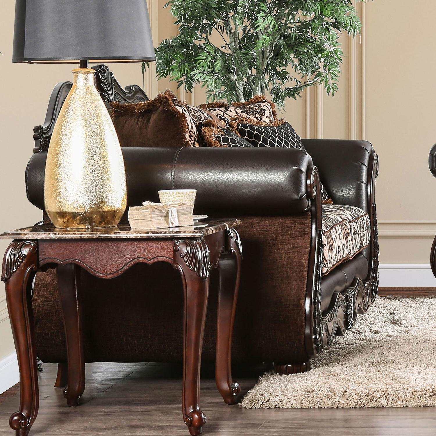Jamael Brown & Espresso Stationary Sofa & Loveseat 2pc - Image 4