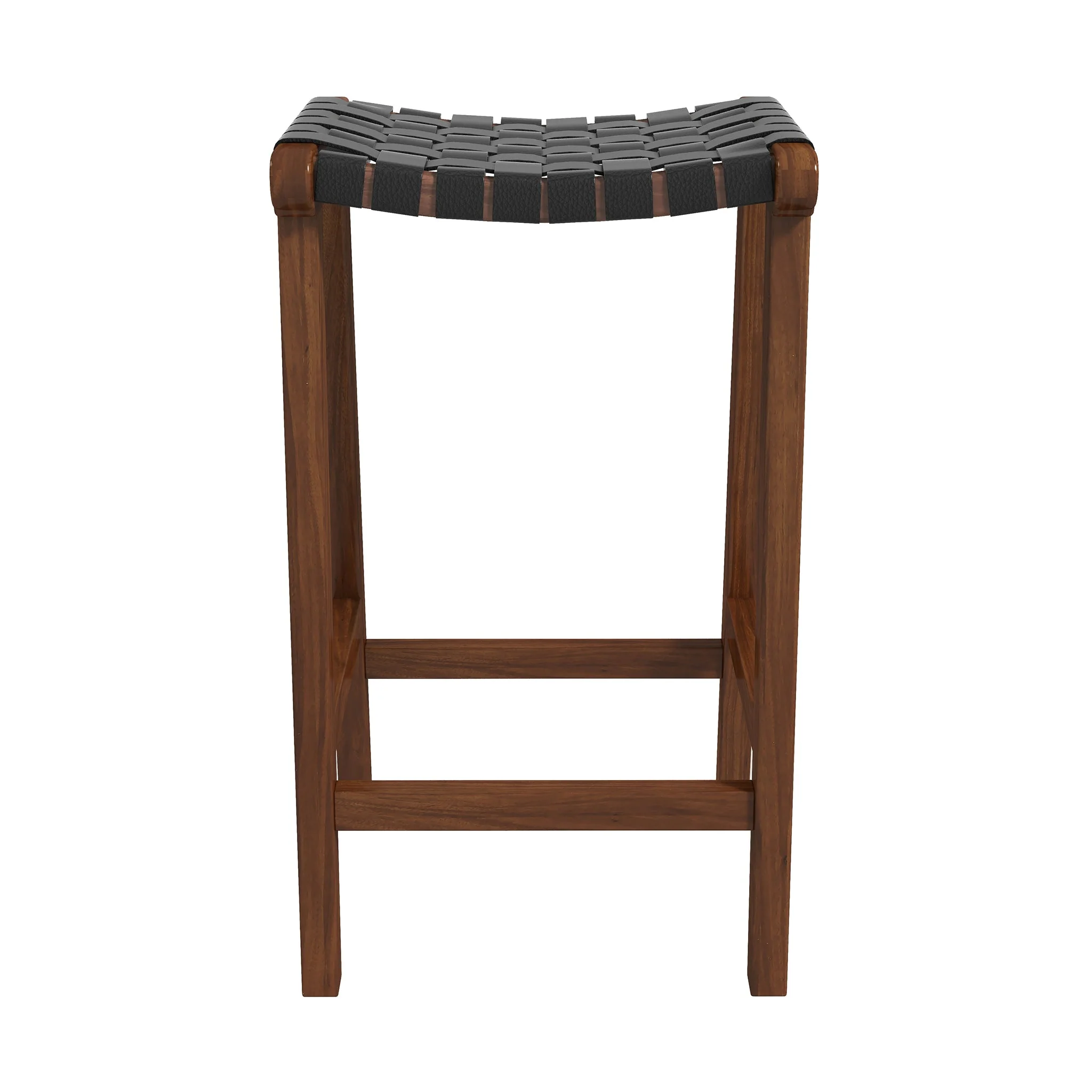 James Mid-Century Modern Genuine Black Leather 24.5" Counter Stool - Image 8