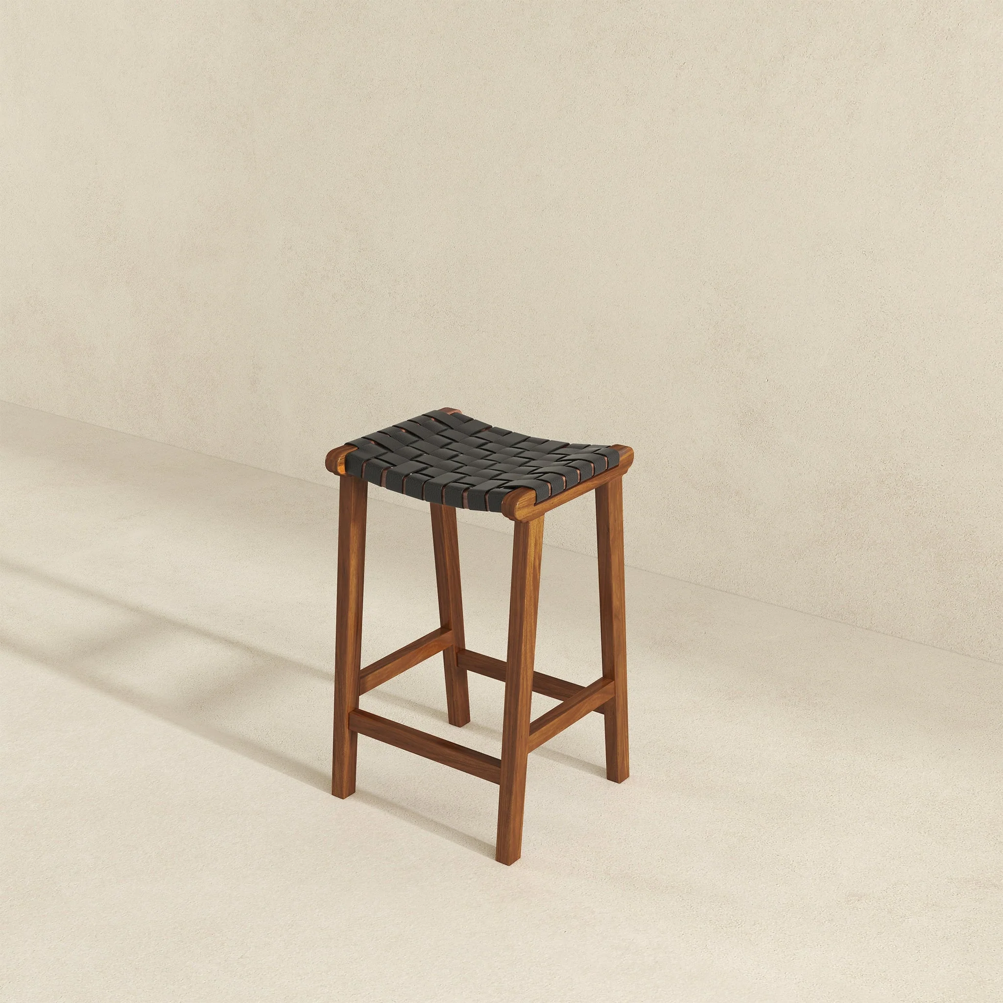 James Mid-Century Modern Genuine Black Leather 29" Bar Stool - Image 5