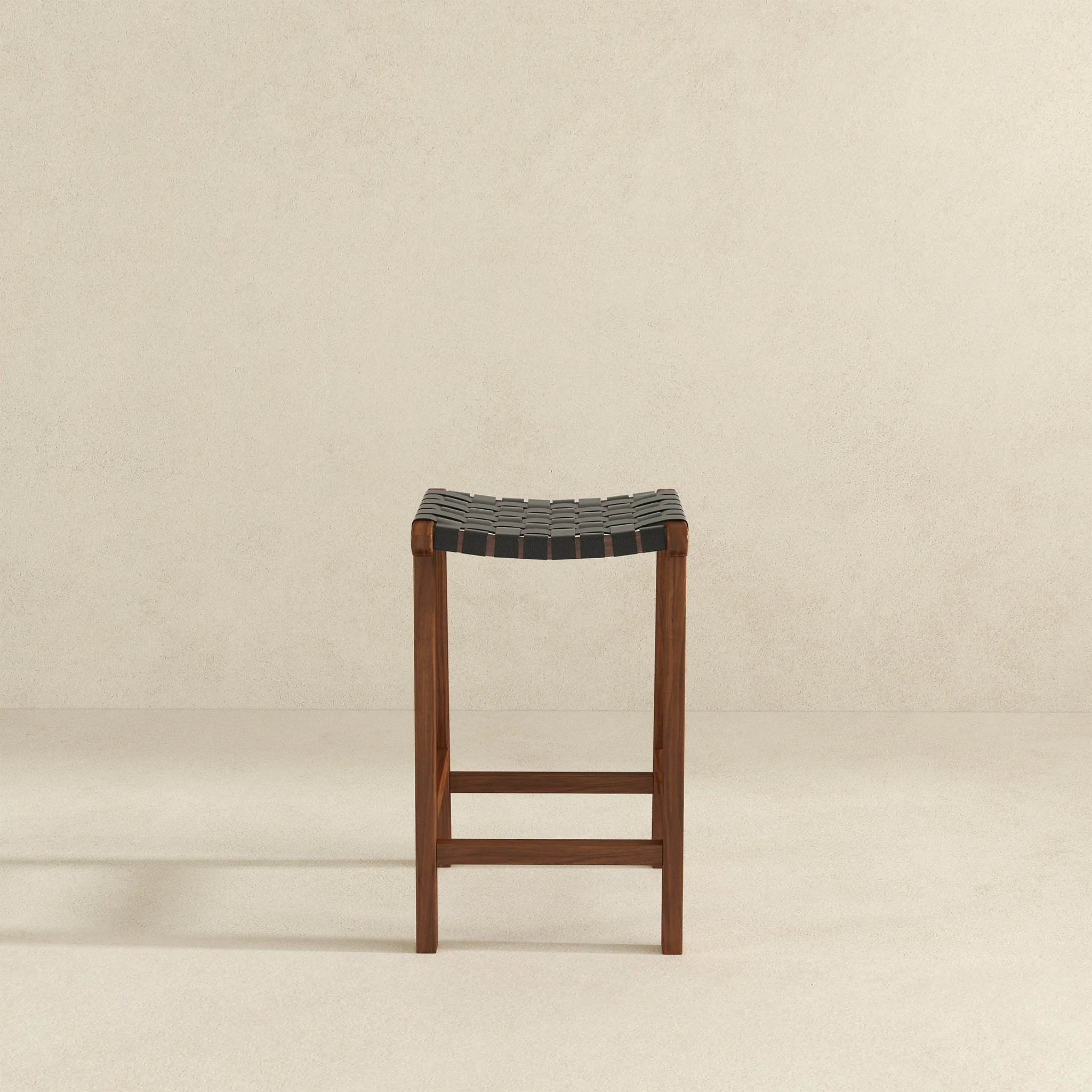 James Mid-Century Modern Genuine Black Leather 29" Bar Stool - Image 6