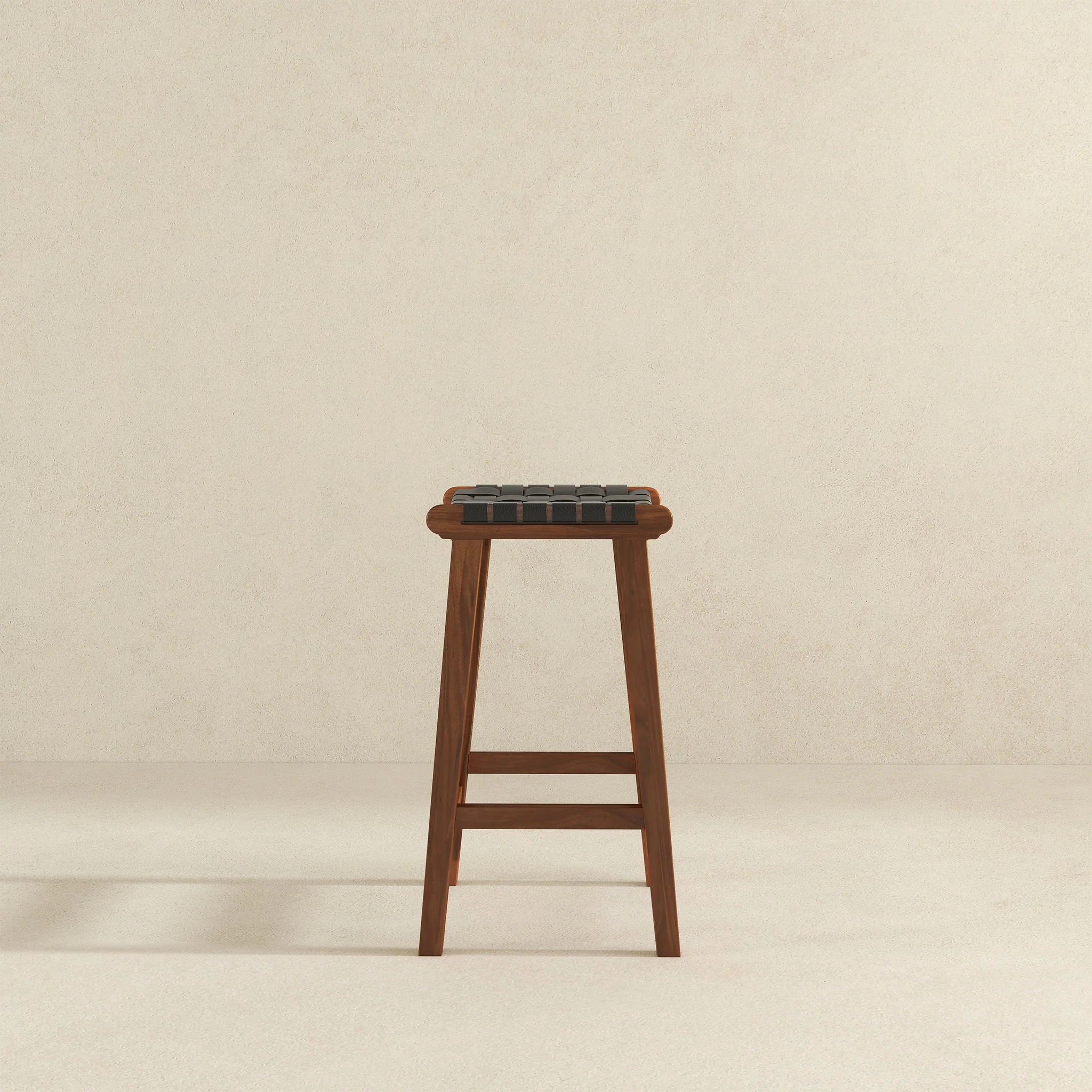 James Mid-Century Modern Genuine Black Leather 29" Bar Stool - Image 7