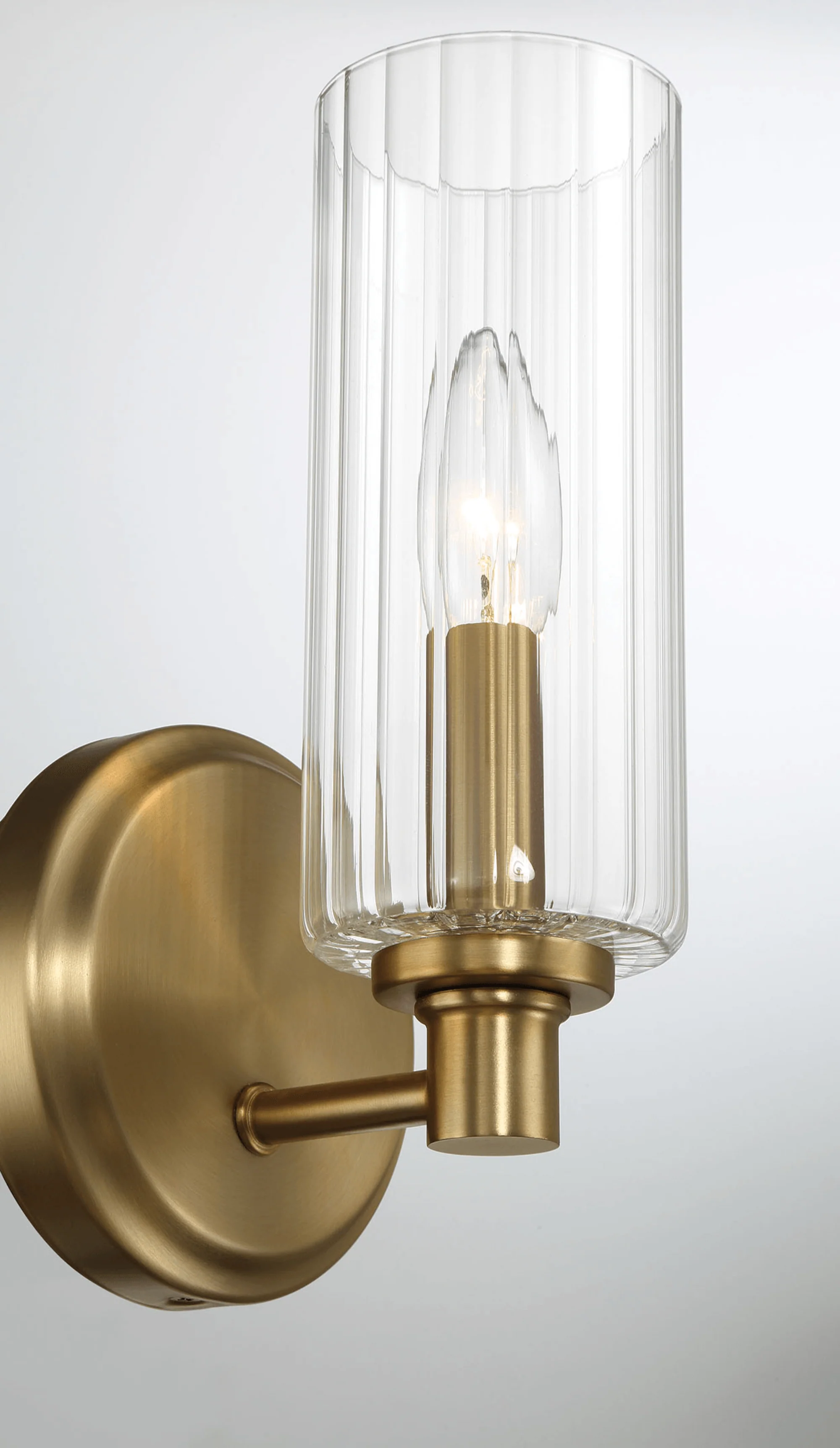 Jardin Single Light Wall Sconce With Clear Ribbed Glass - Satin Brass - Image 5