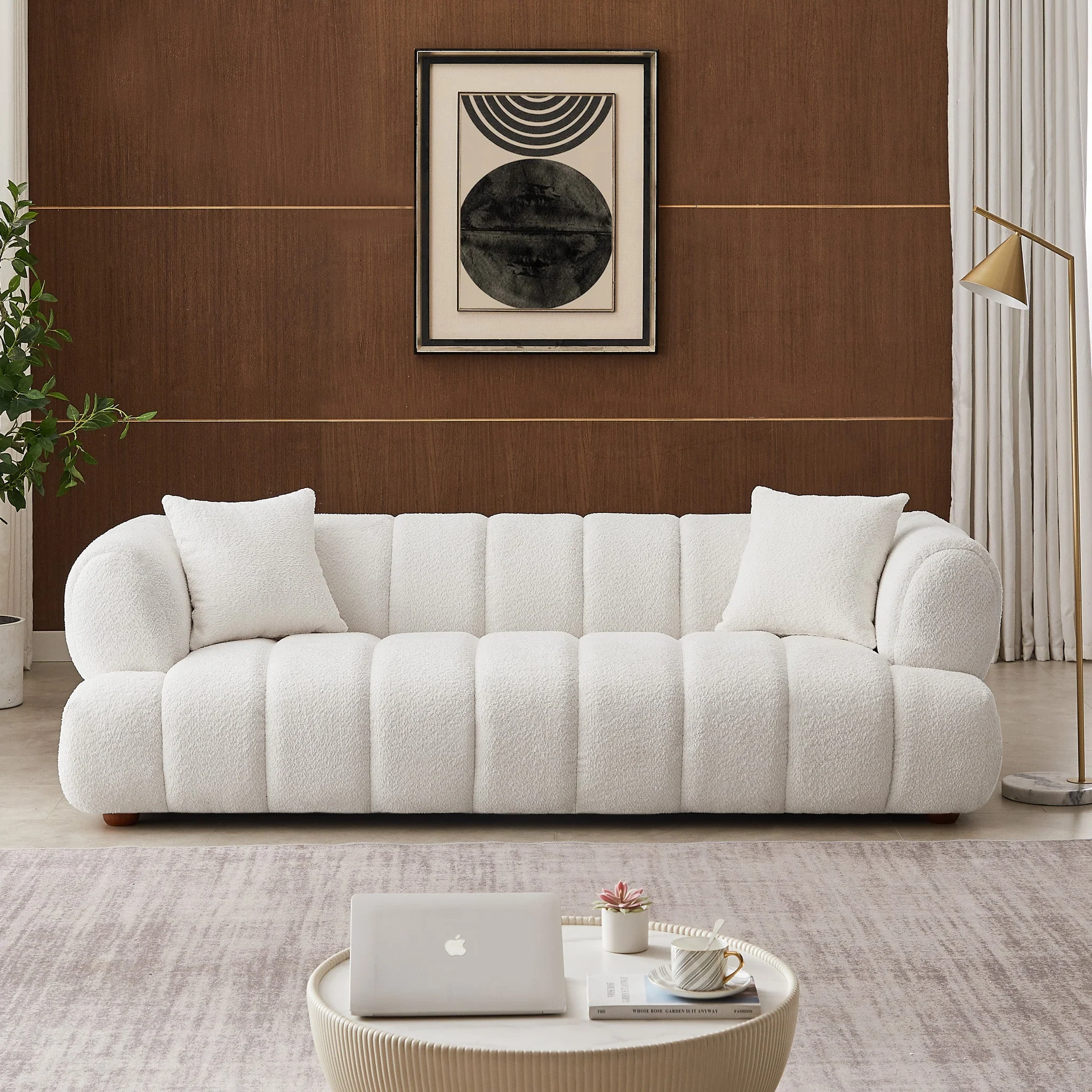 Jasmin 89.7'' Cream Boucle Sofa - Image 3