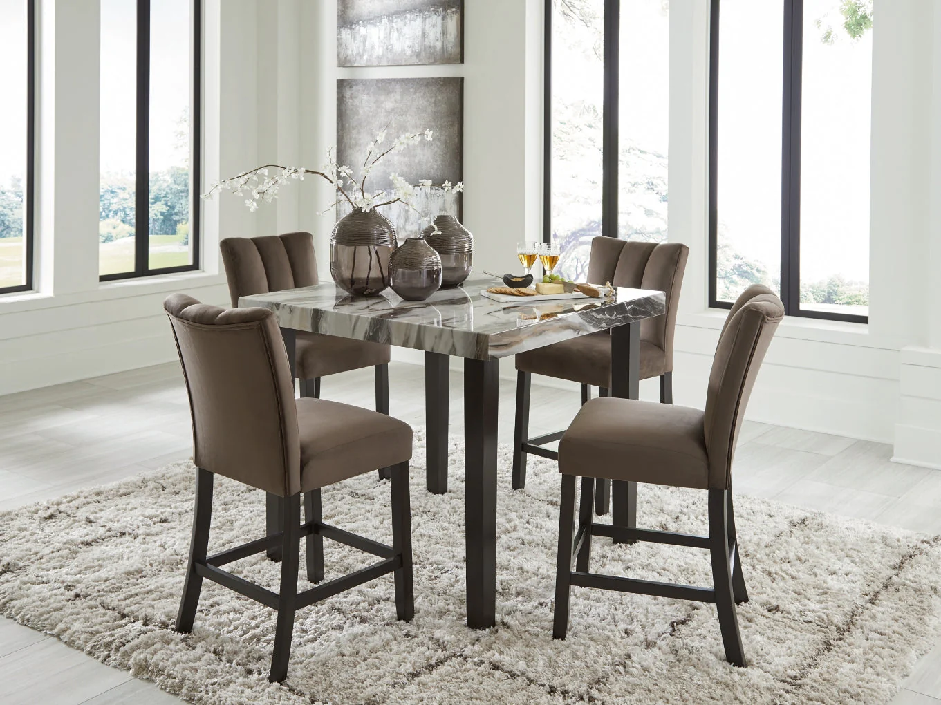 Jeshina Counter Height Table with 4 Stools