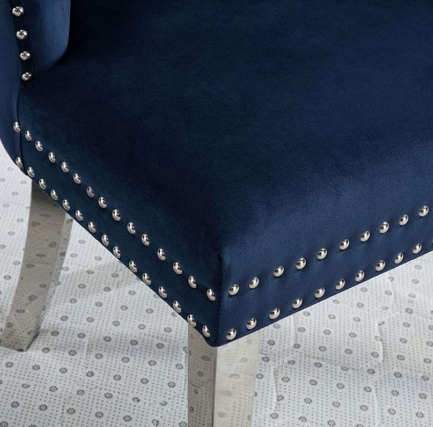 Jewett Blue & Chrome Wingback Chair (Set of 2) - Image 3
