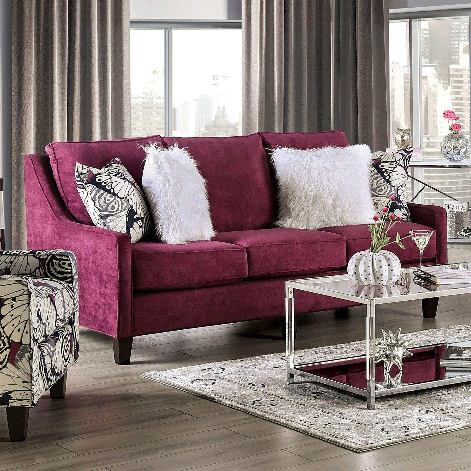 Jillian Plum Stationary Sofa & Loveseat 2pc - Image 2