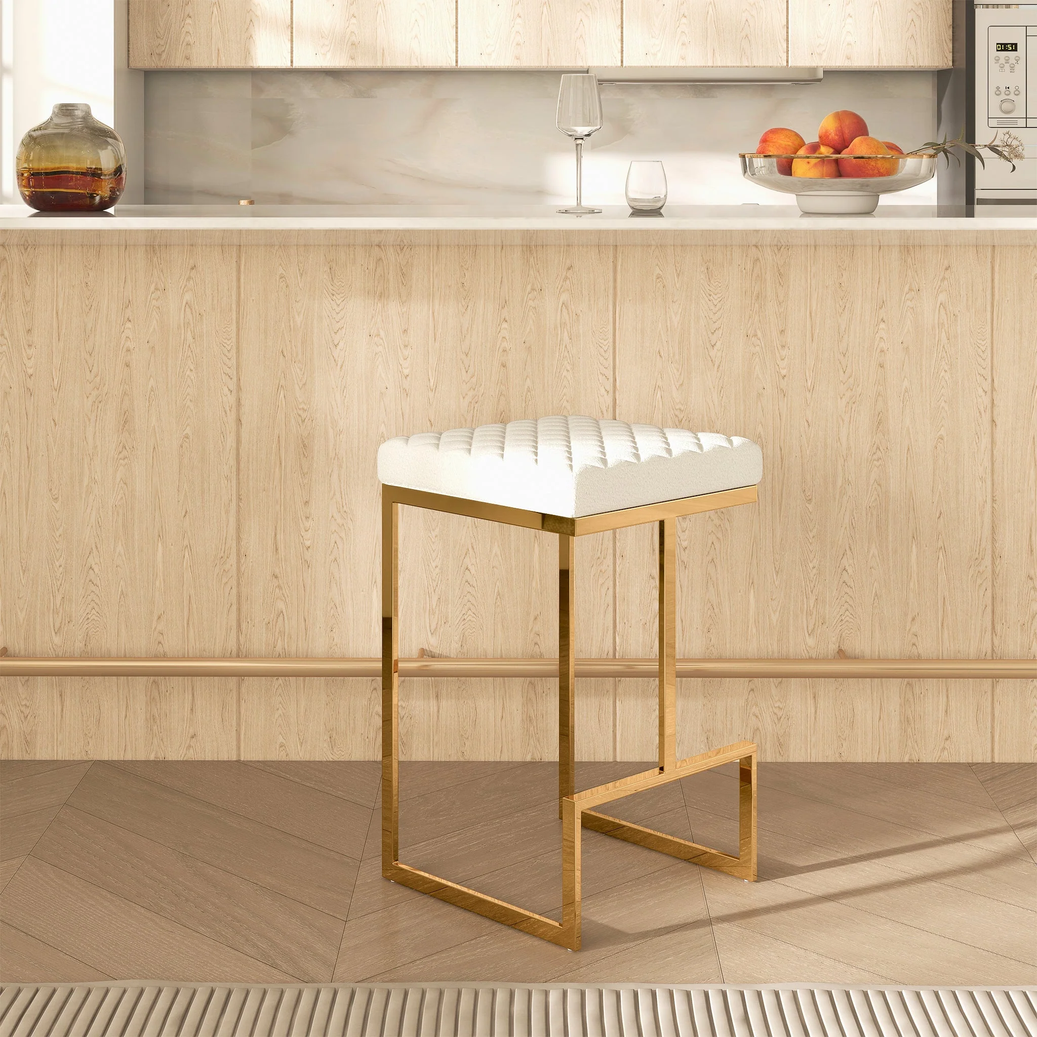 Joel Beige Boucle Counter Stool - Image 2