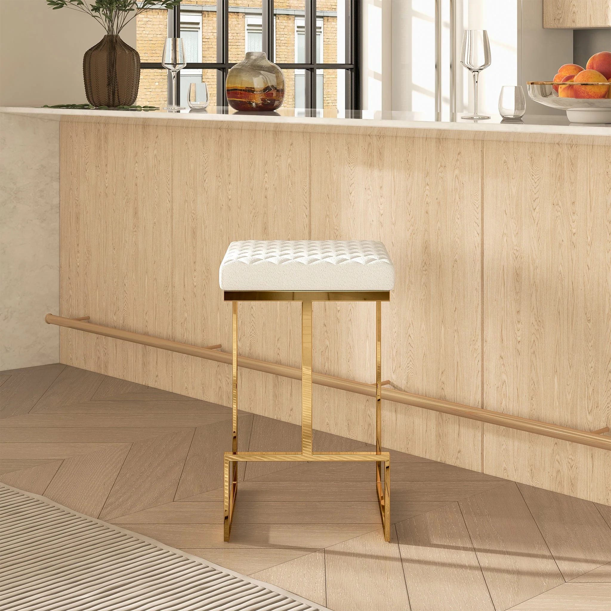Joel Beige Boucle Counter Stool - Image 3