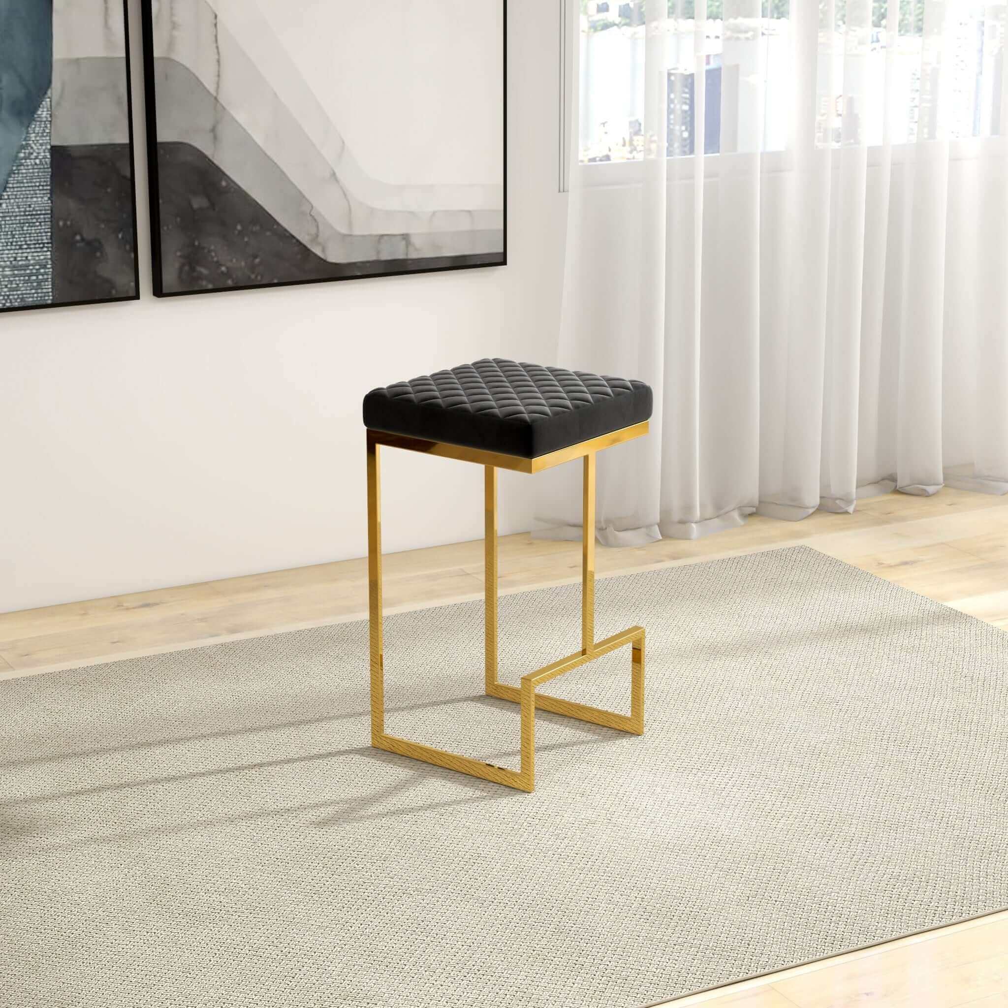 Joel Black Velvet Counter Stool - Image 3