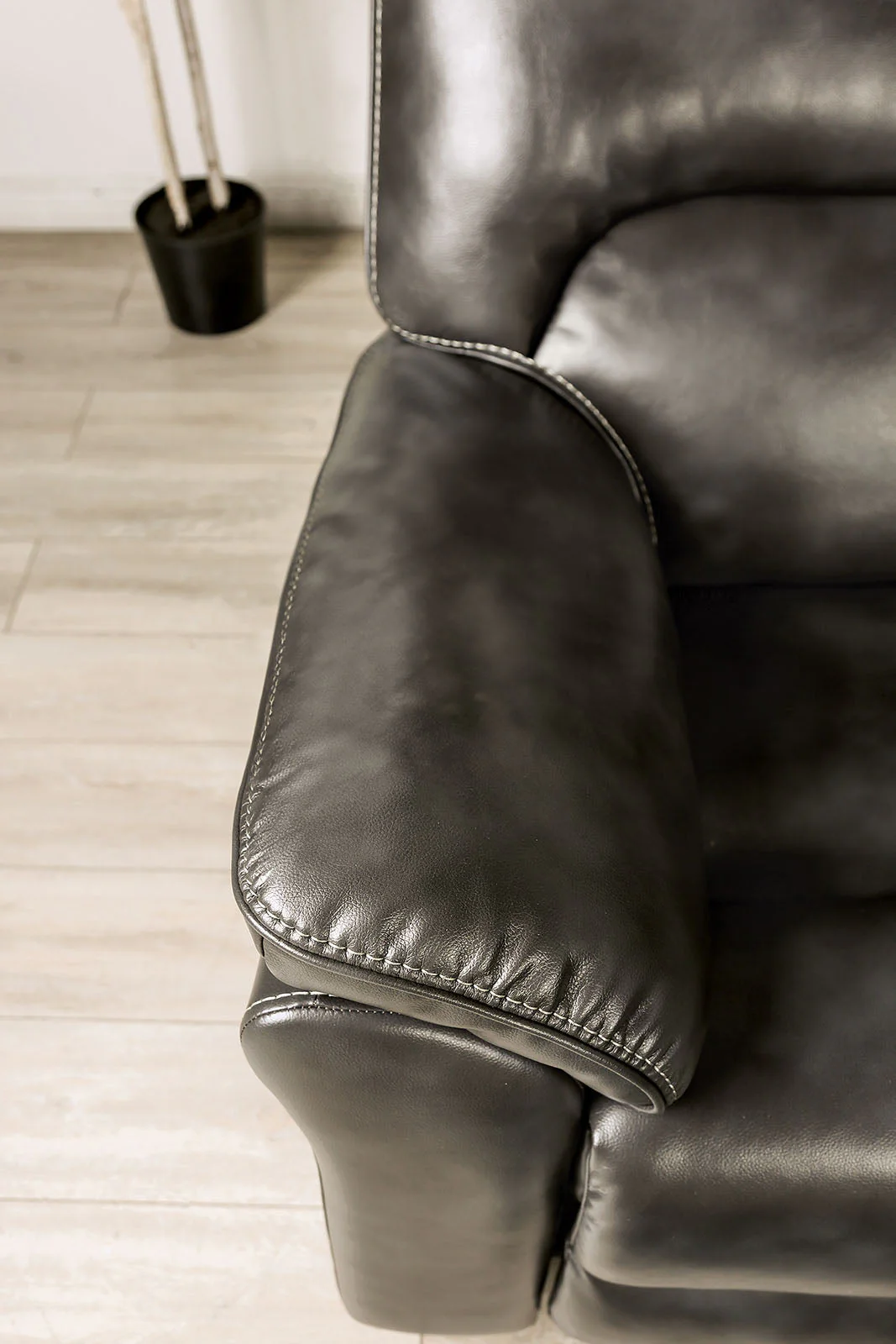 Josias Dark Gray Leatherette Loveseat - Image 4