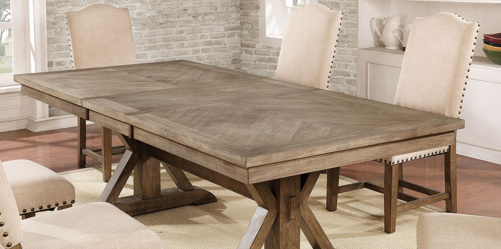Julia Light Oak/Beige 9 Pc. Dining Room Set - Image 2