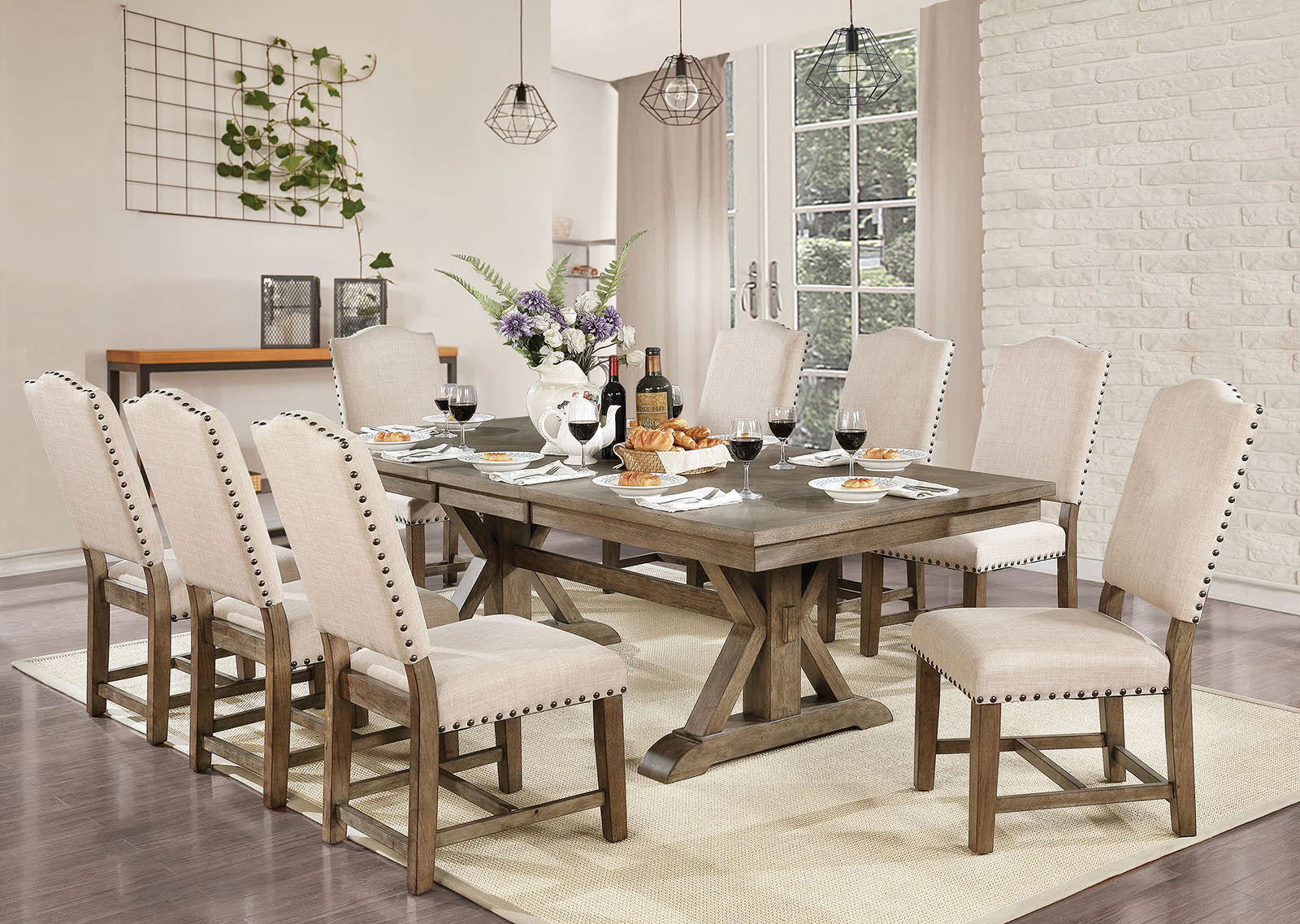 Julia Light Oak/Beige 9 Pc. Dining Room Set - Image 6