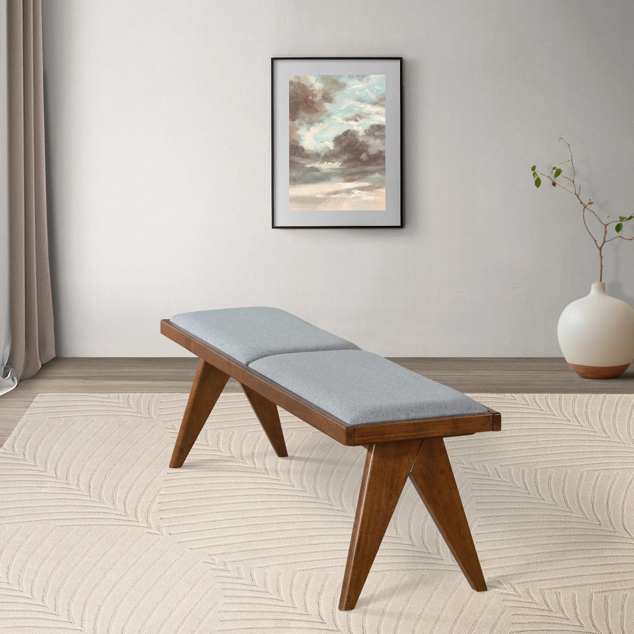 Keira Bench (Grey Fabric) - Image 2