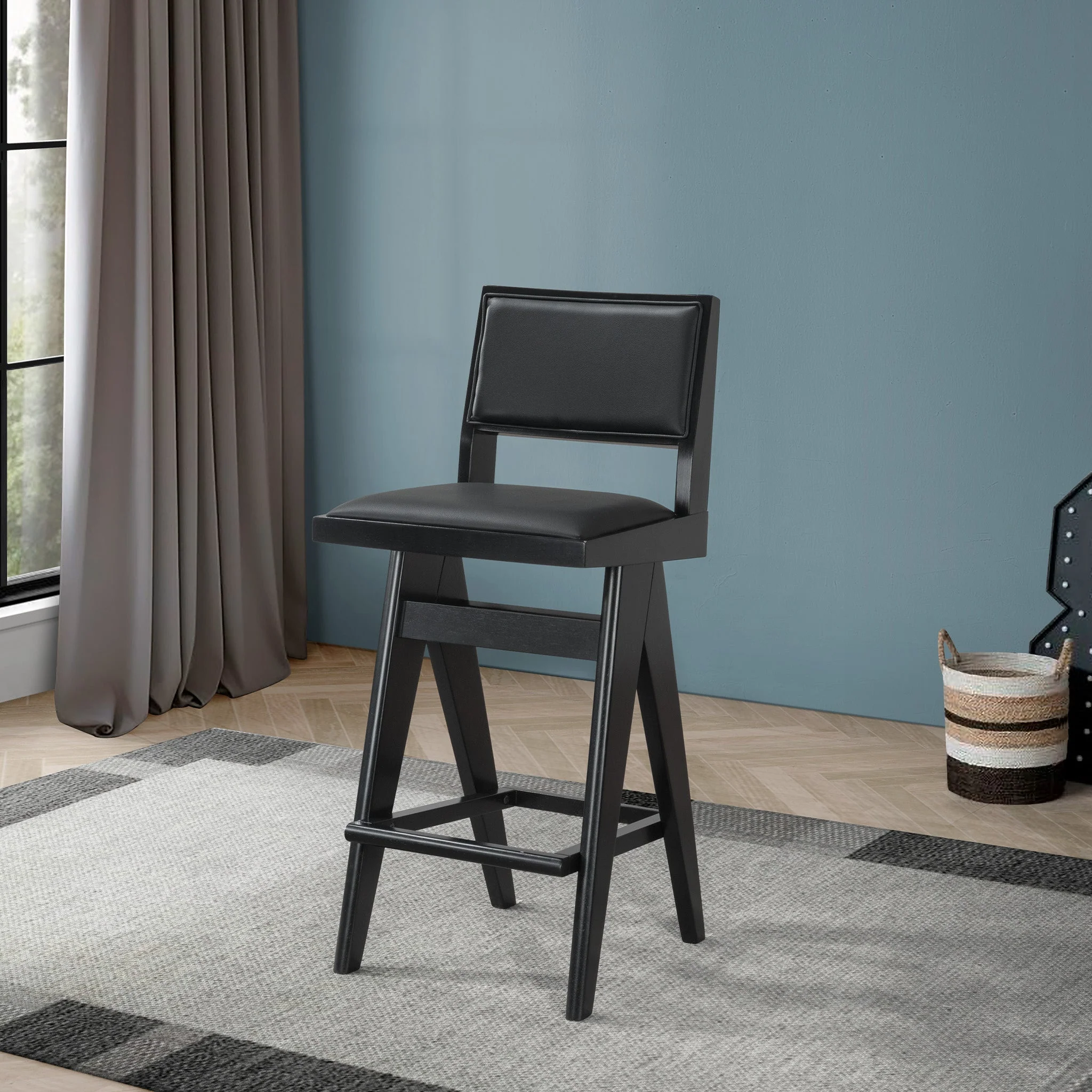 Keira Black PU Bar Stool (Set of 2) - Image 4