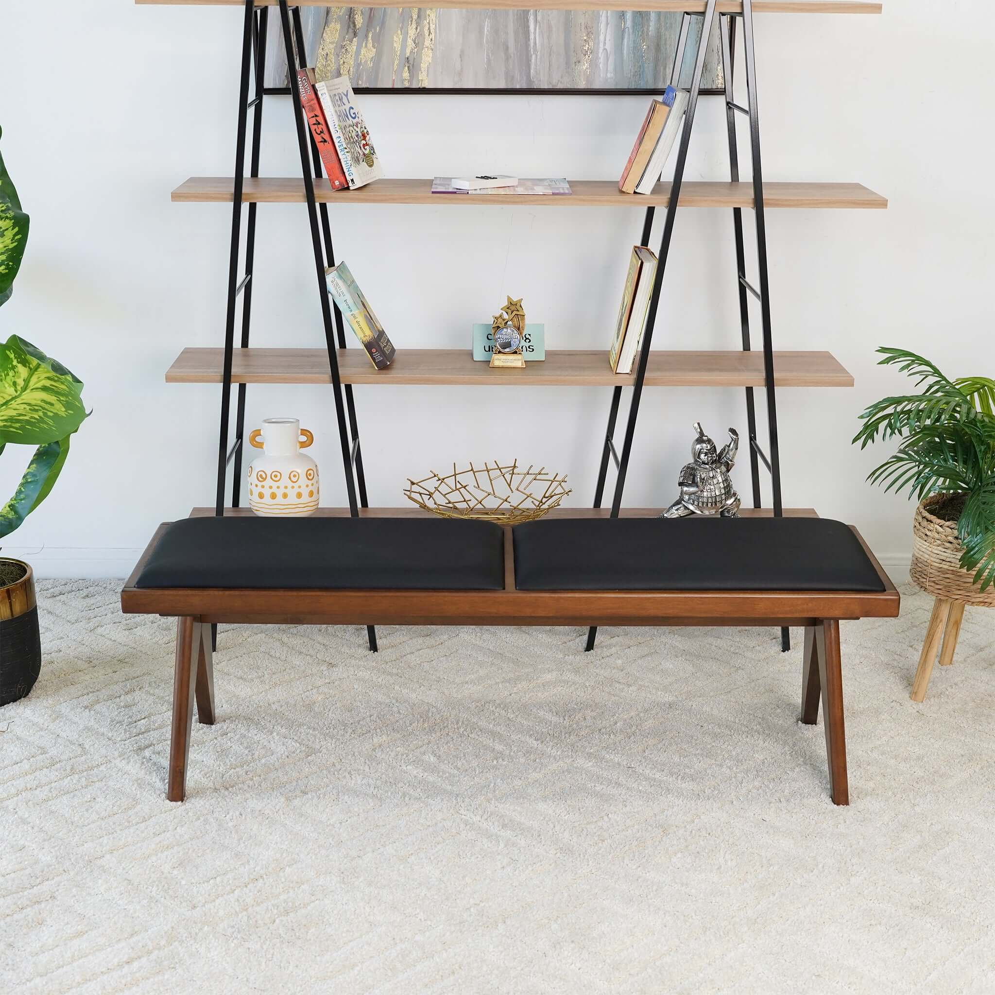 Keira Black Vegan Leather Bench - Image 4
