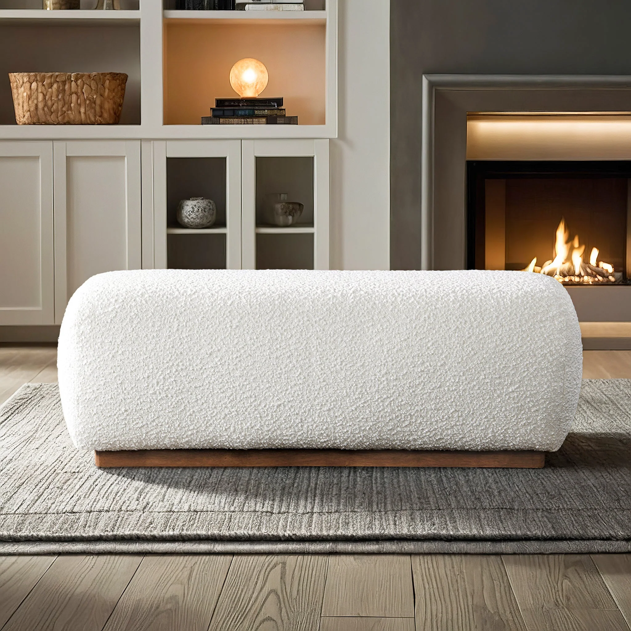 Kelvin Ivory Boucle Bench - Image 2