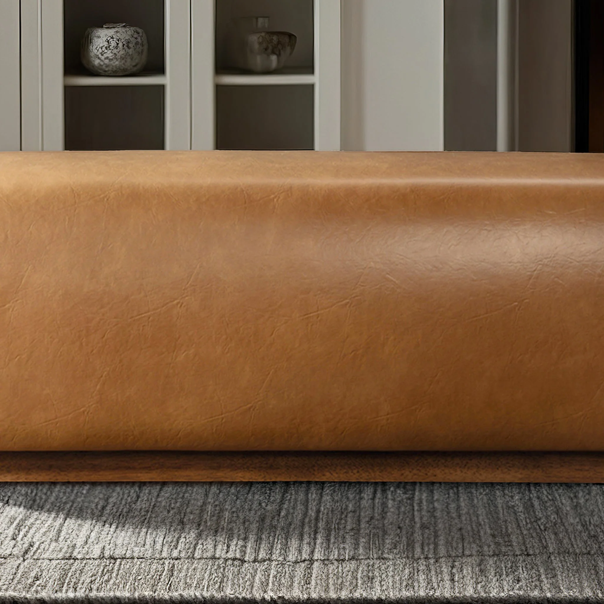 Kelvin Vegan Tan Leather Bench - Image 3