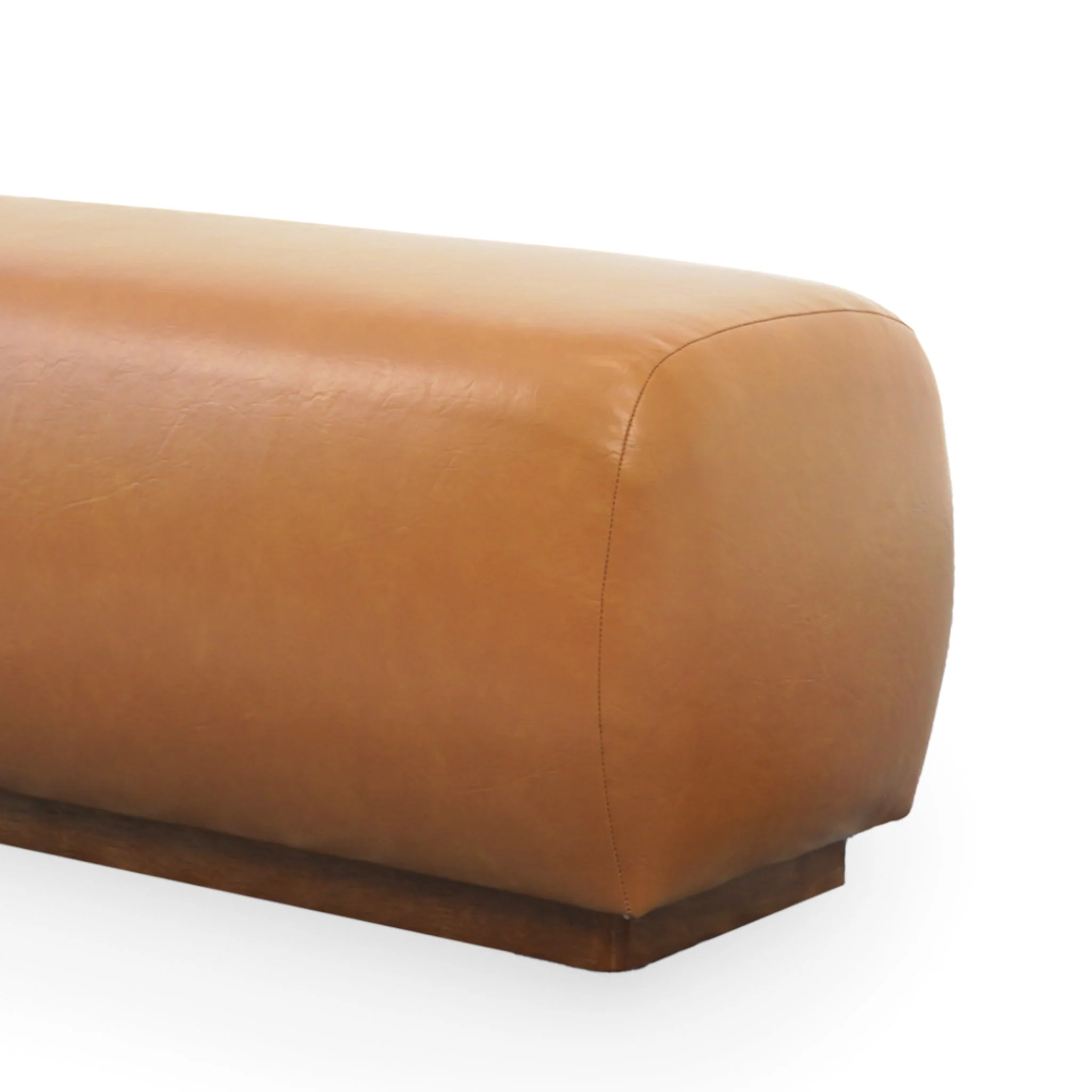 Kelvin Vegan Tan Leather Bench - Image 4