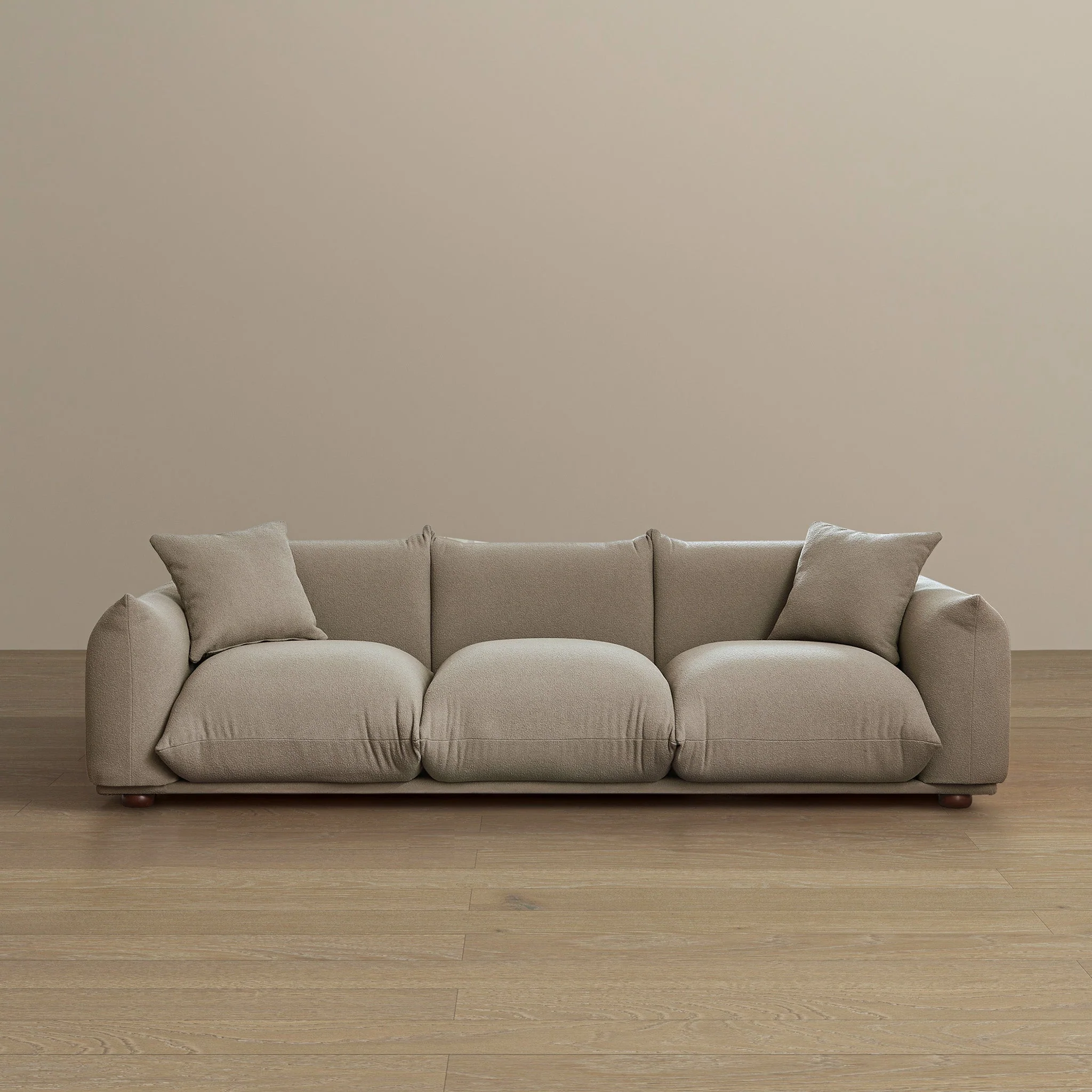 Kely 100'' Mocha Boucle Upholstered Sofa - Image 4