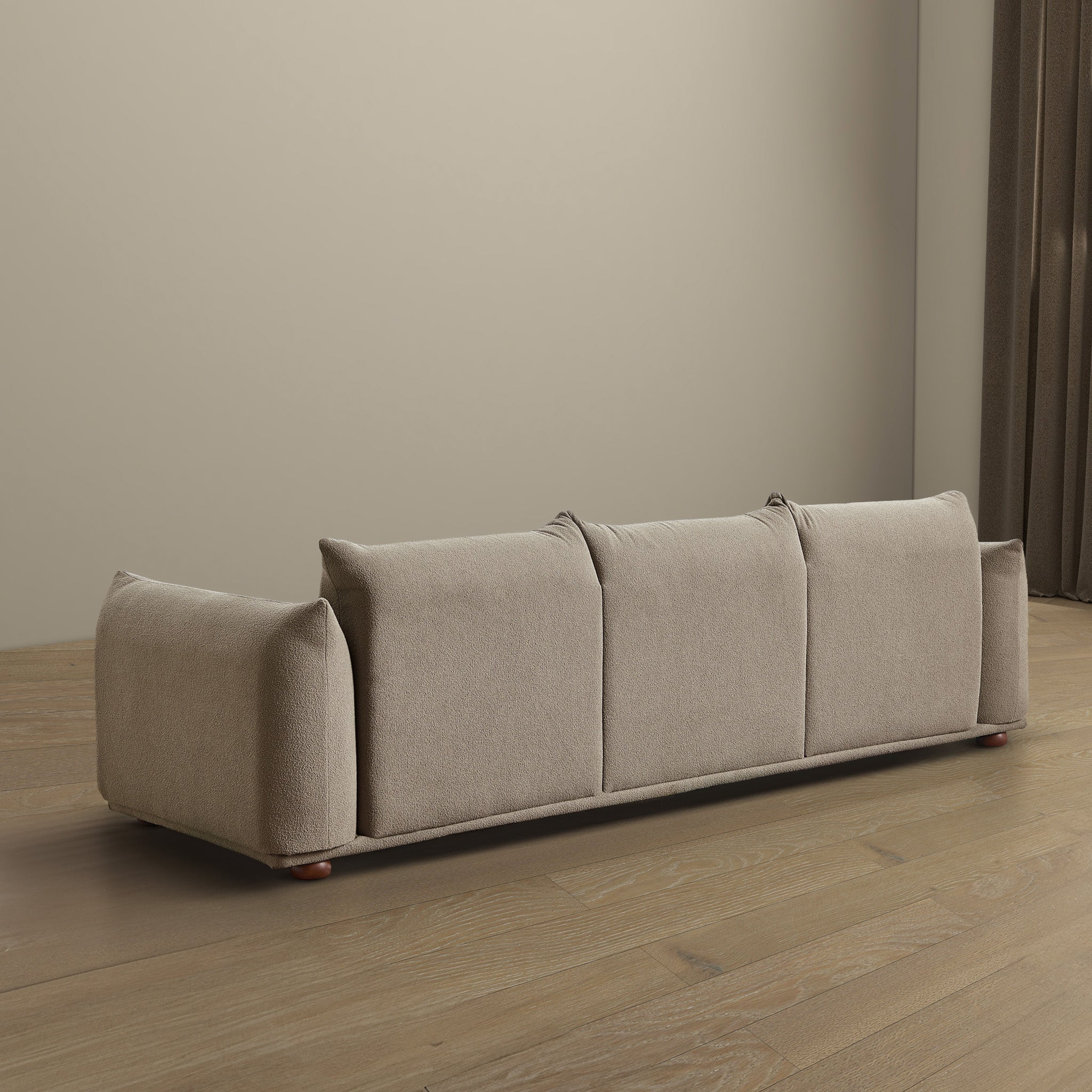 Kely 100'' Mocha Boucle Upholstered Sofa - Image 6