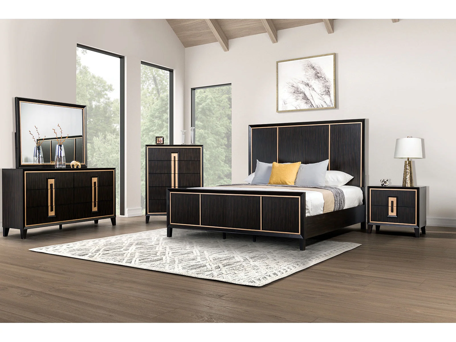 Kenyada Espresso Queen 5 Piece Bedroom Set w/2 Nightstands