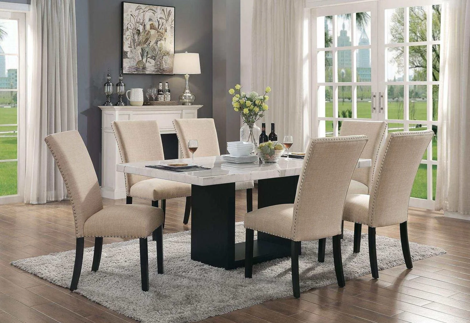 Kian Beige & Black Side Chair (Set of 2) - Image 2