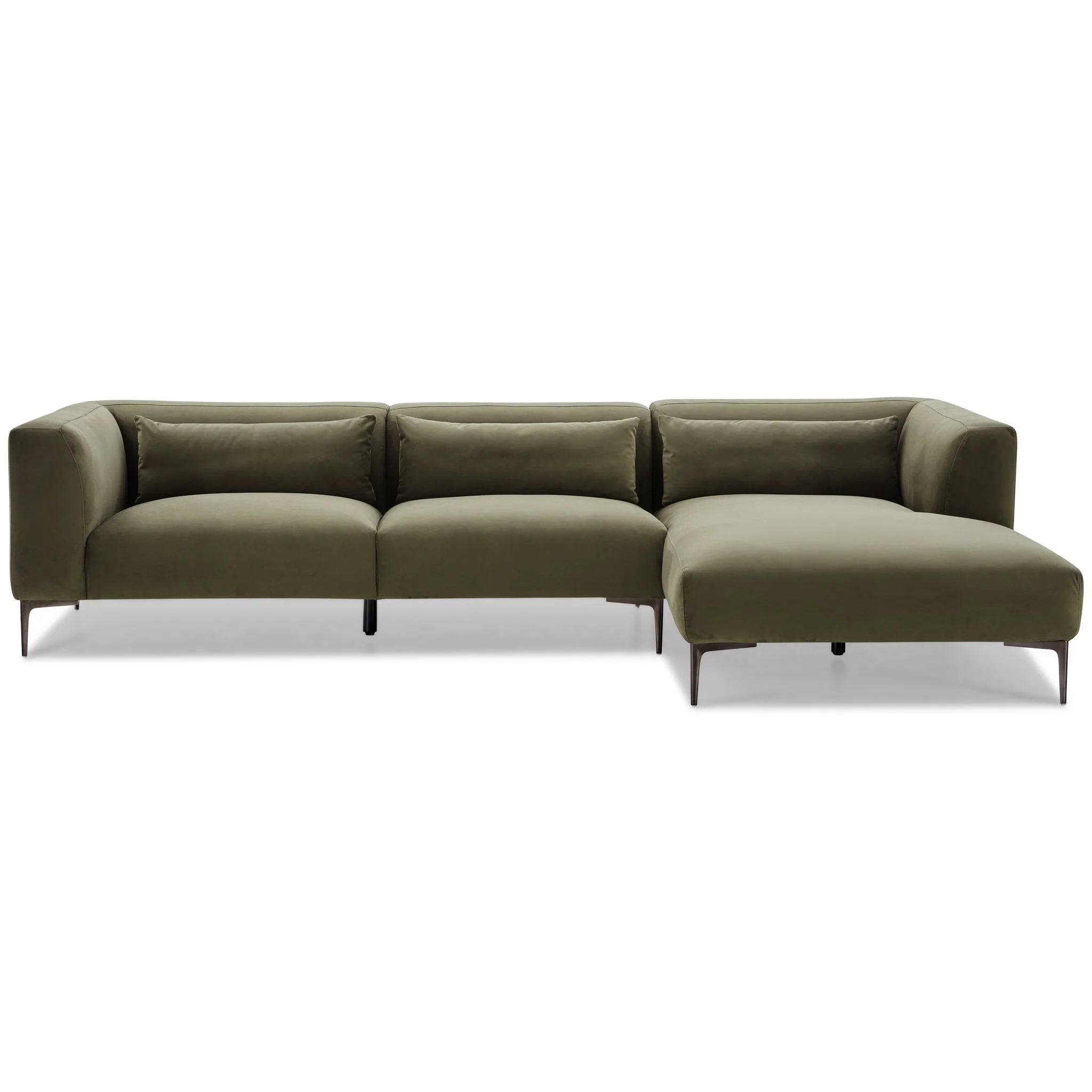 Laley Right-Facing L-Shaped Velvet Sectional in Green - Image 5