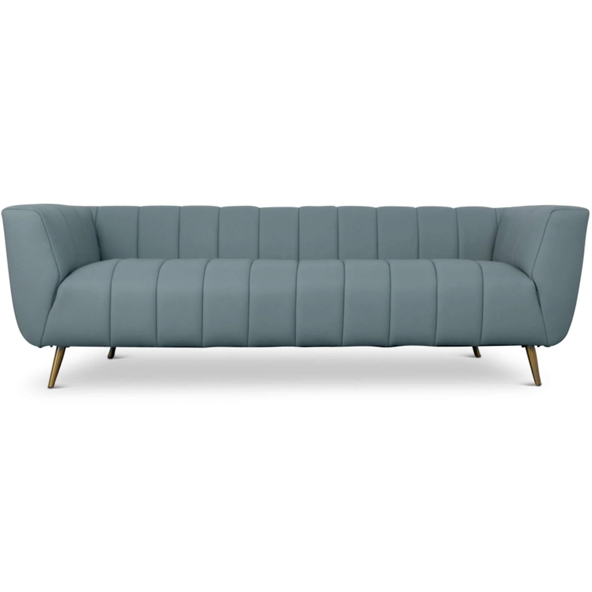 LaMattina Genuine Italian Blue Leather Channel Tufted Sofa - Image 8