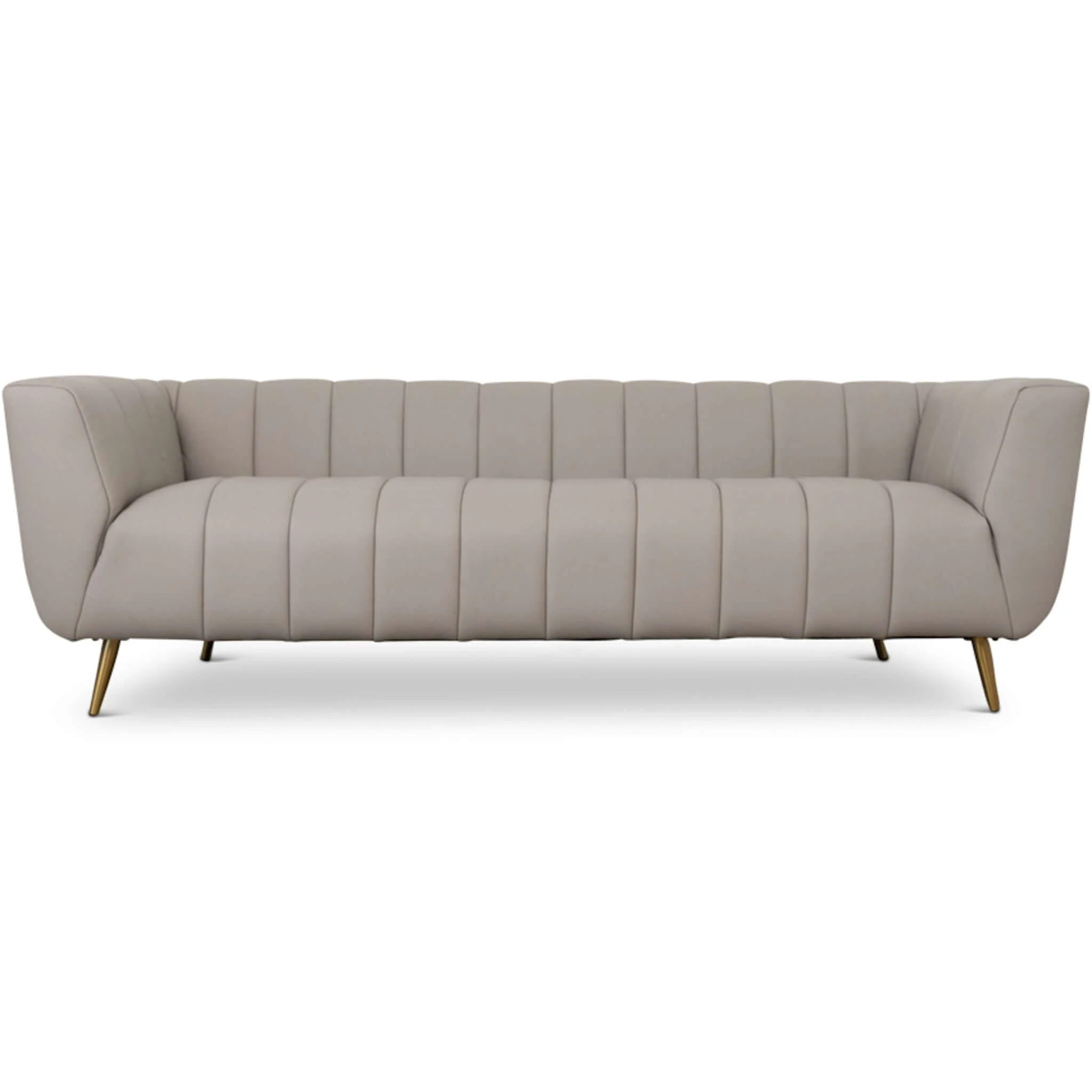 LaMattina Genuine Italian Grey Leather Channel Tufted Sofa - Image 7