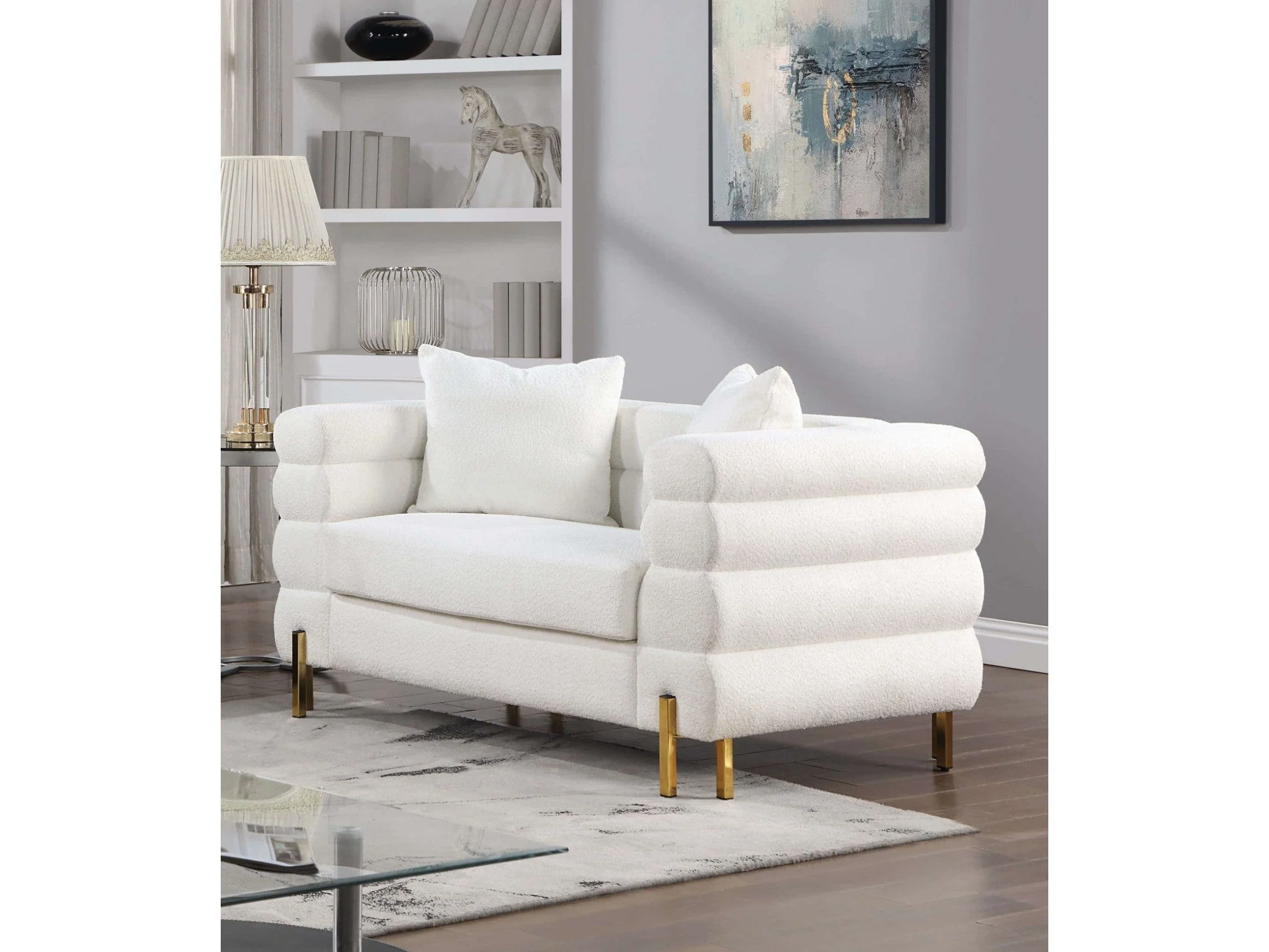 Landovery White/Gold Loveseat