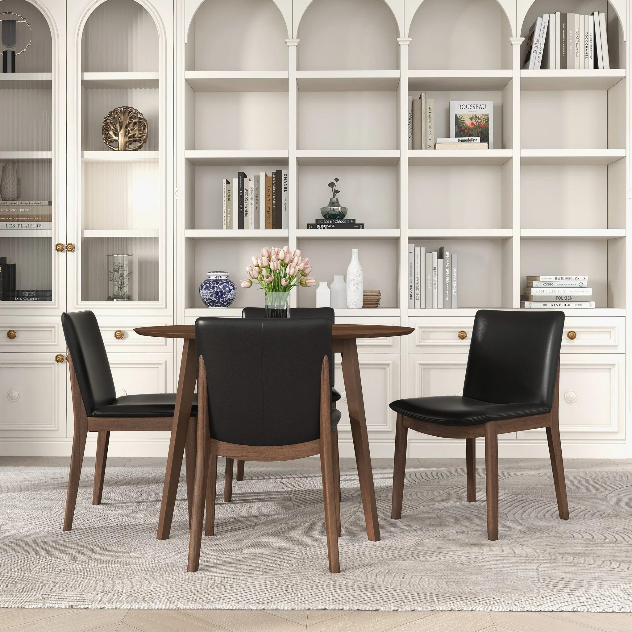 Laura  Black PU Solid Wood Dining Chair (Set Of 2) - Image 6