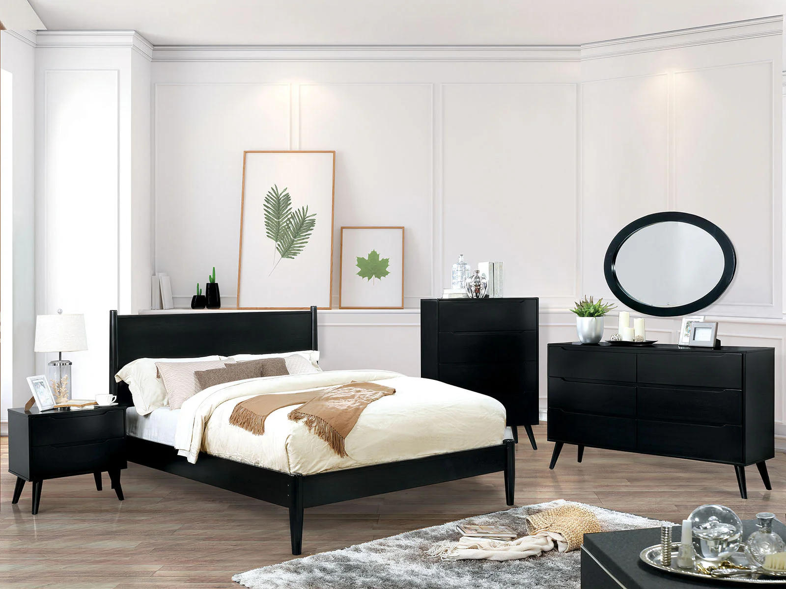 Lennart Black 5 Pc. Queen Bedroom Set w/ 2NS