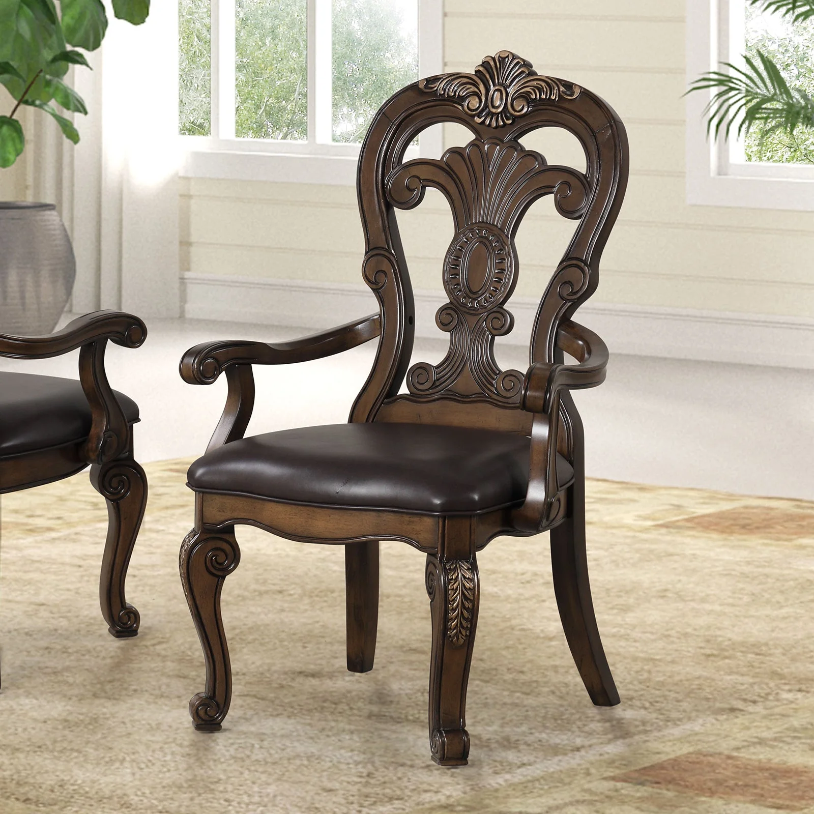 Leovanni Dark Brown 7 Piece Dining Set - Image 7