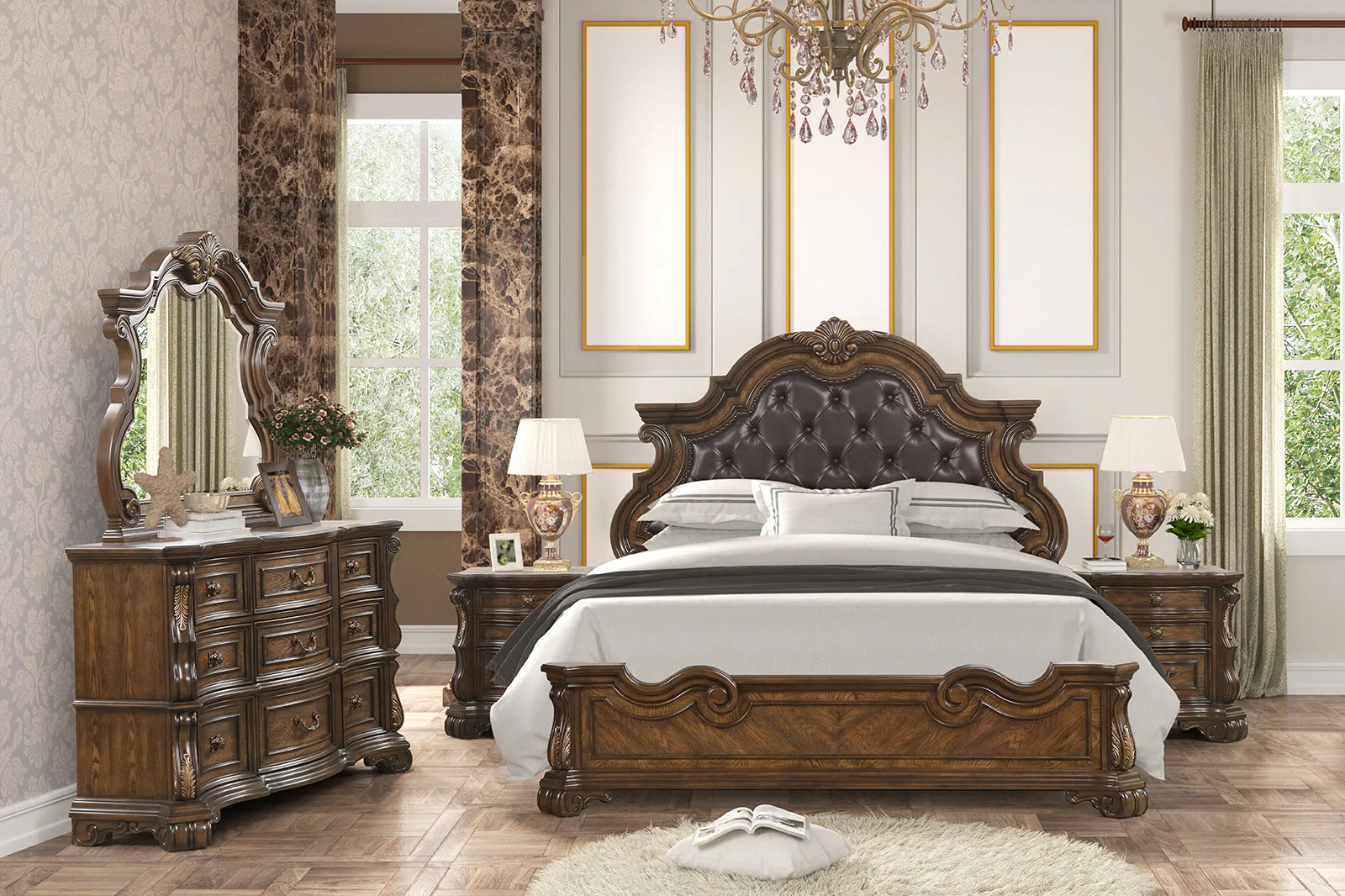 Leovanni Dark Brown Queen Full Bed - Image 7