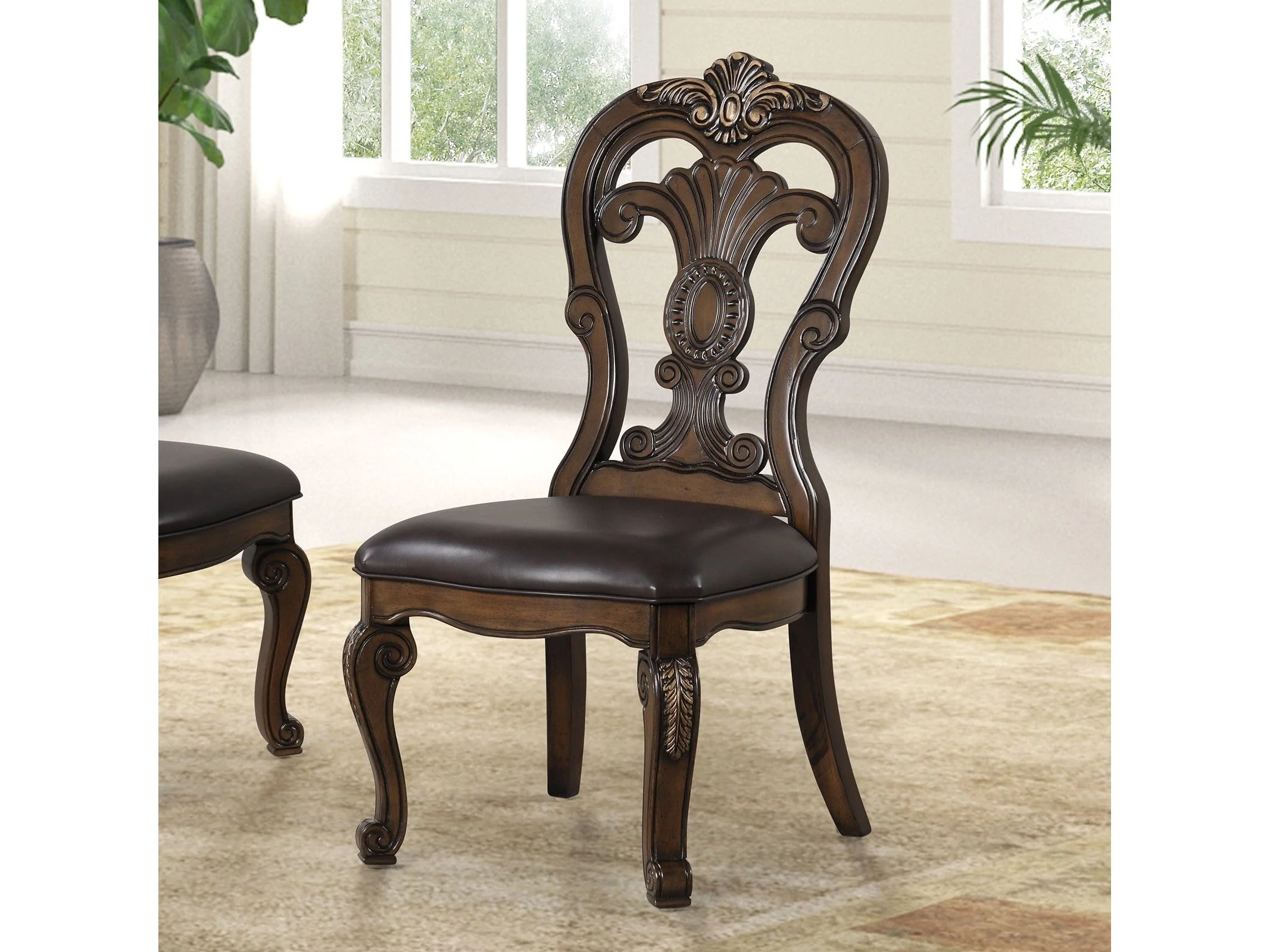 Leovanni Dark Brown Side Chair (Set of 2)
