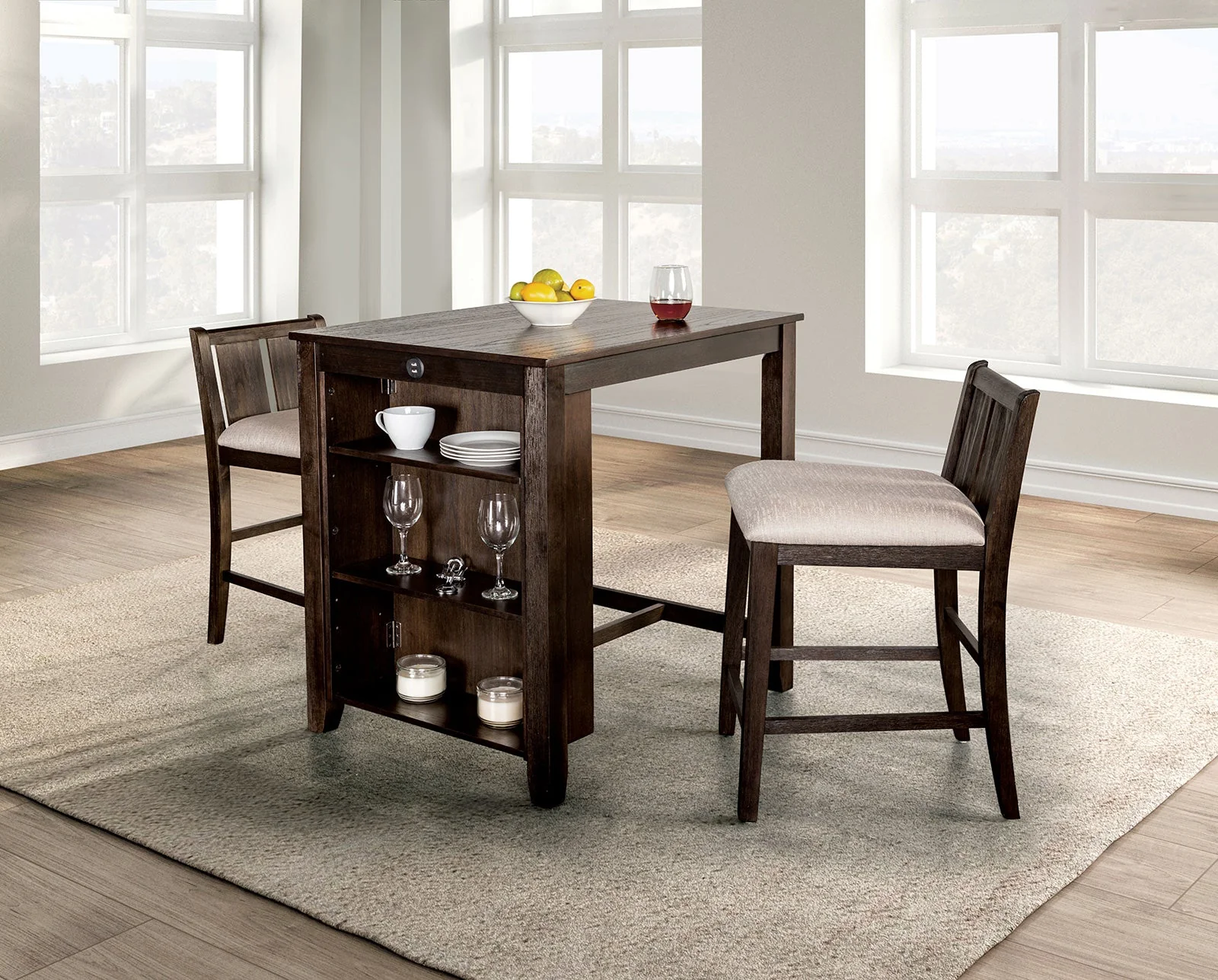 Lescles Dark Cherry 3 Pc. Counter Height Set - Image 4