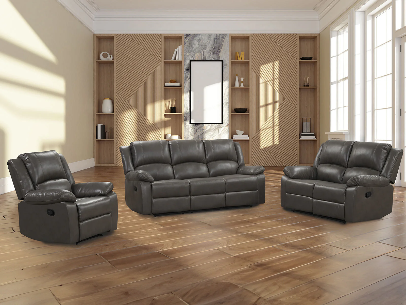 Letha Gray PU Leather Glider Recliner - Image 3