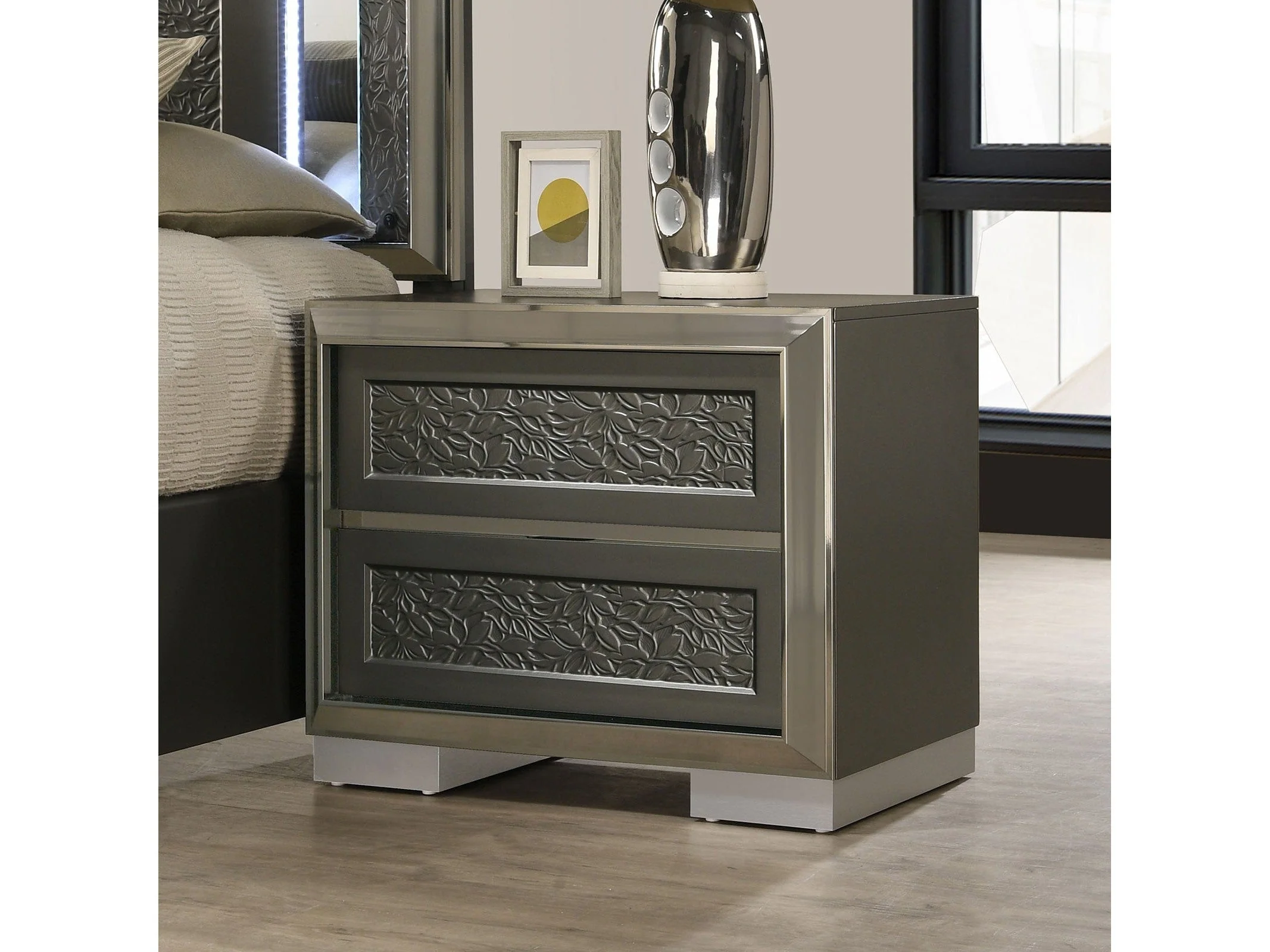 Leyland Dark Gray Nightstand