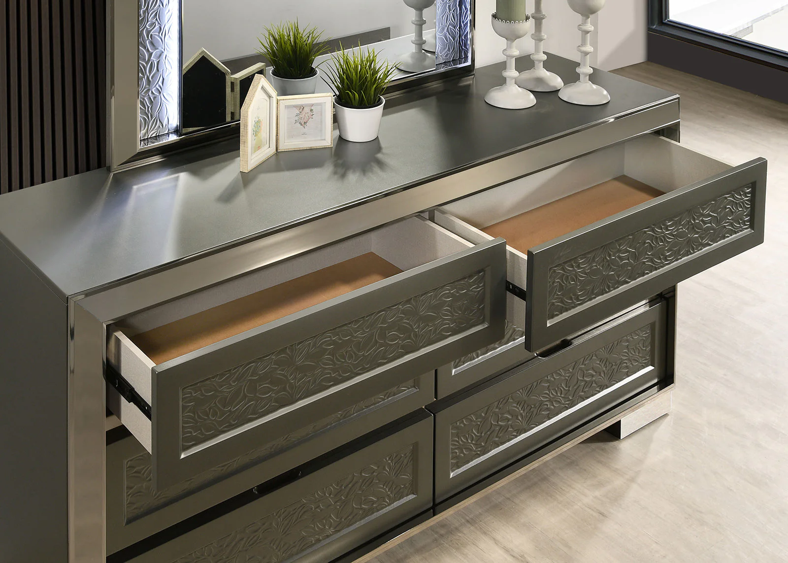 Leyland Dark Gray Queen 5 Piece Bedroom Set w/2 Nightstands - Image 3