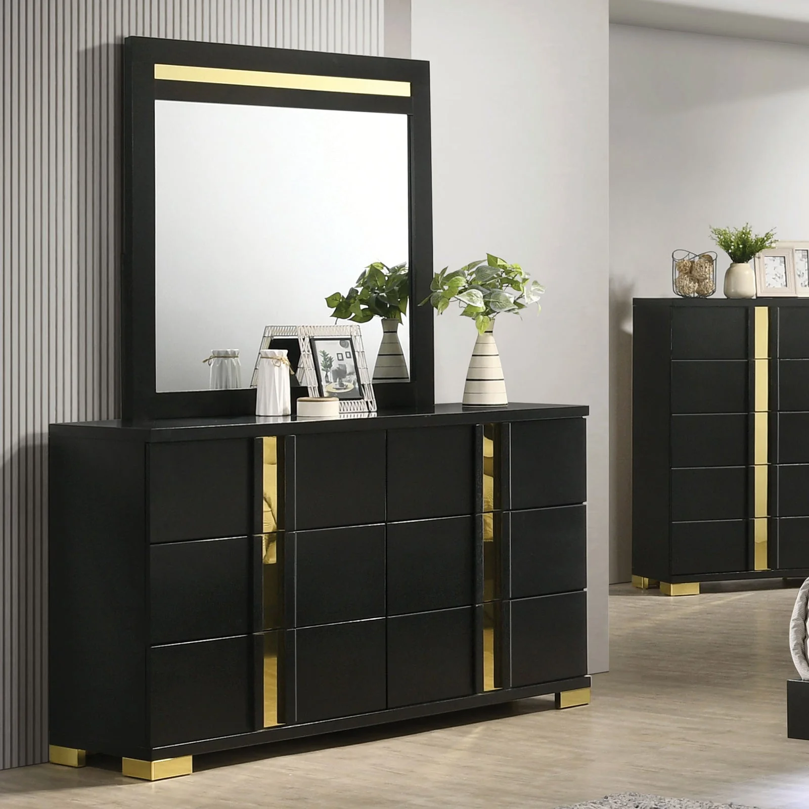 Lillestrom Black/Gold Dresser - Image 2