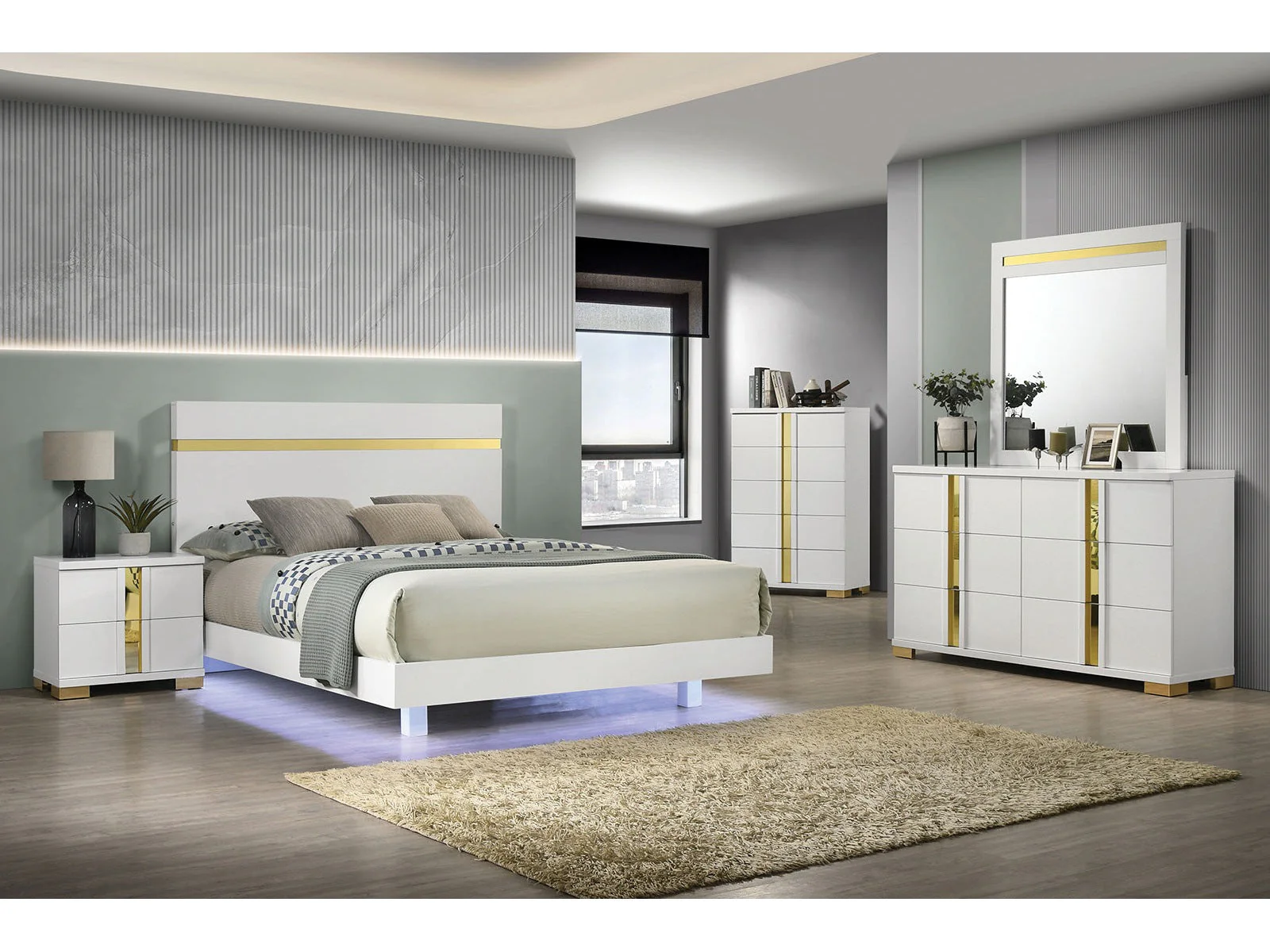 Lillestrom White Queen 5 Piece Bedroom Set w/Chest