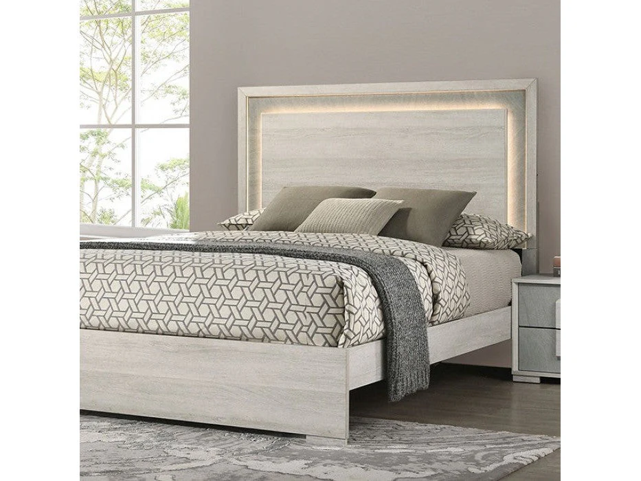 Lincolt Whitewash/Stone Gray Queen Bed