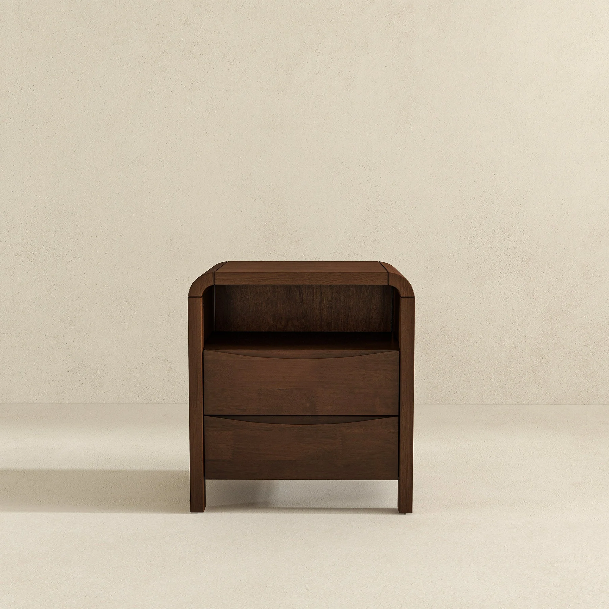 Lionel Mid Century Modern Solid Wood Nightstand 2-Drawer - Image 3