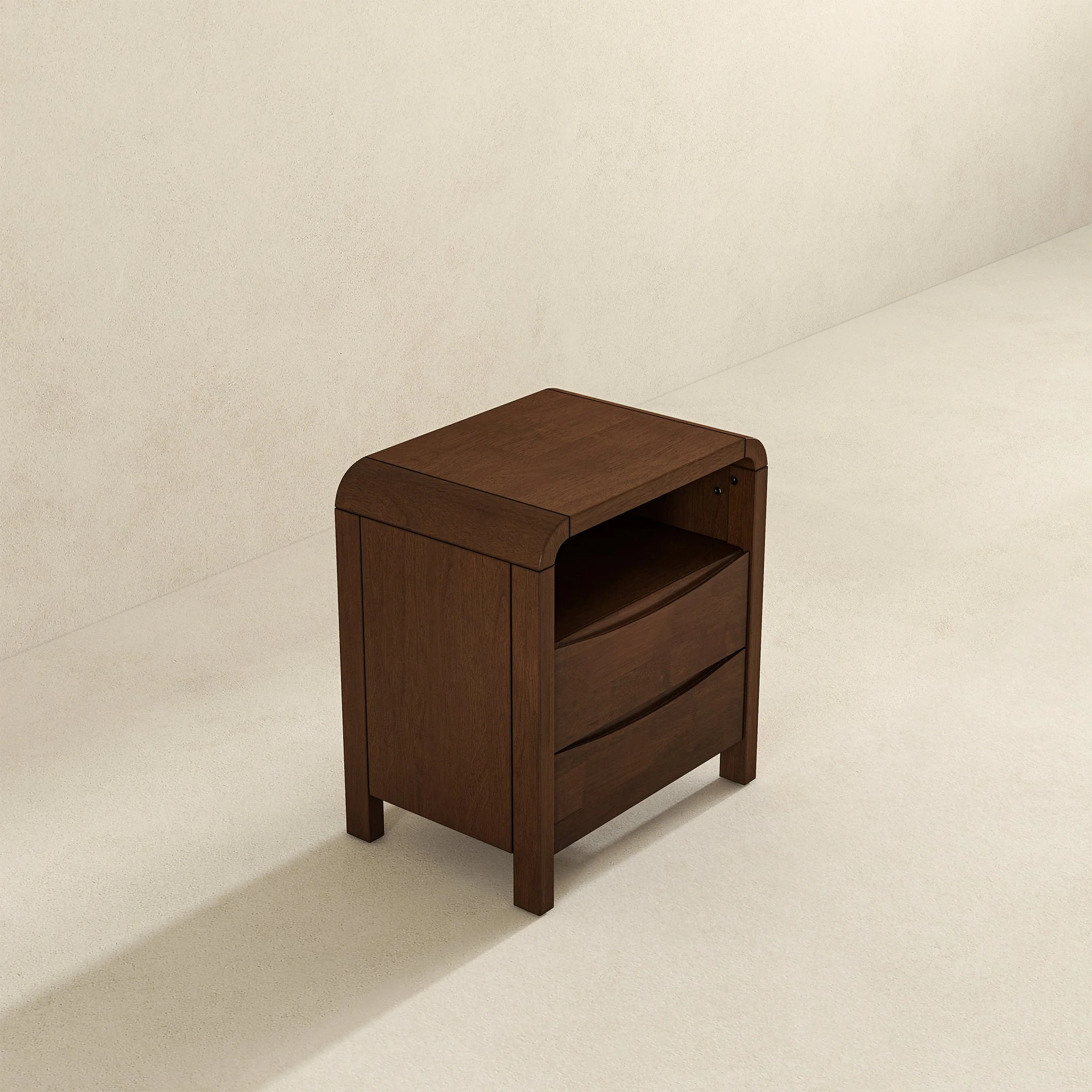 Lionel Mid Century Modern Solid Wood Nightstand 2-Drawer - Image 4