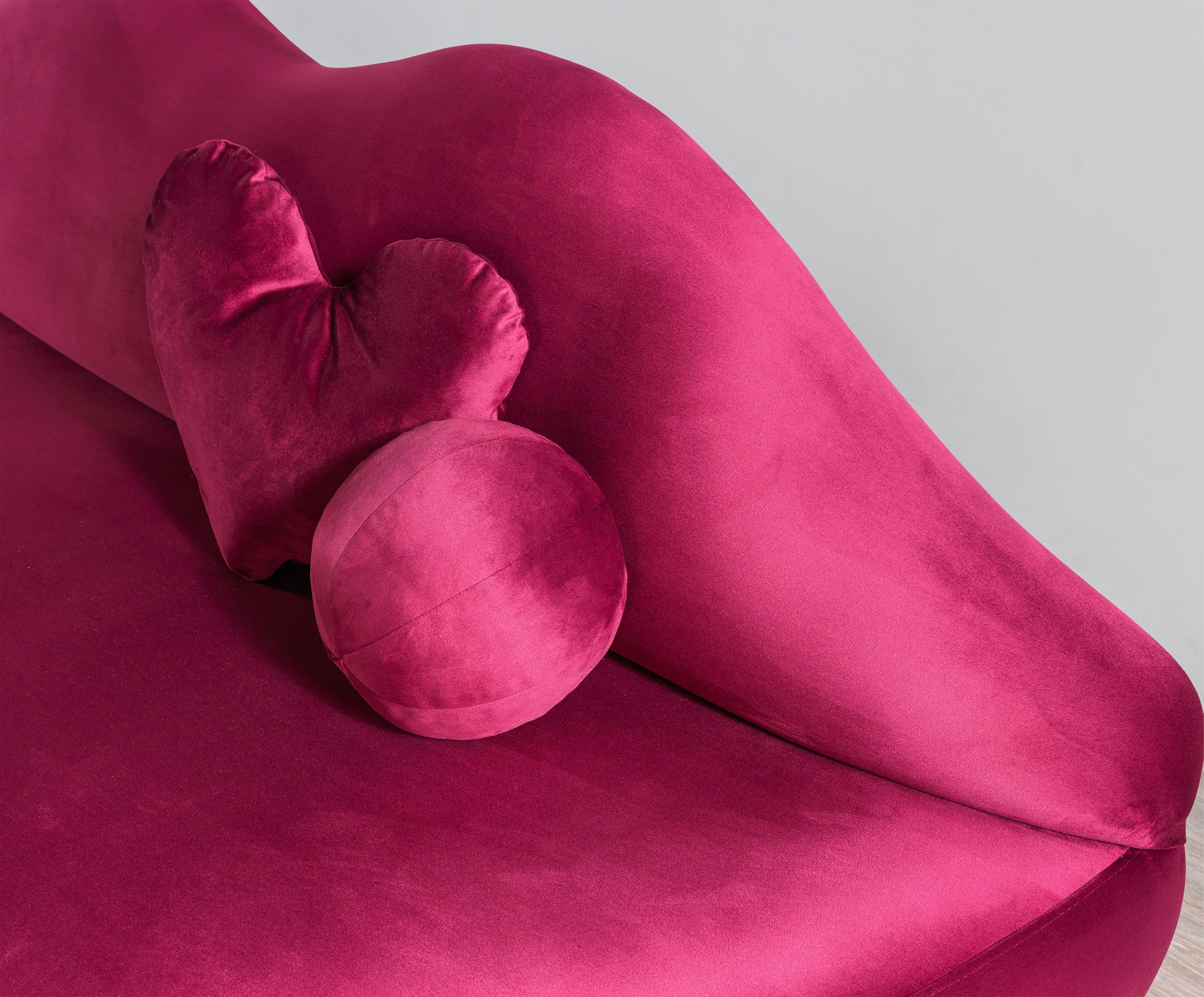Lips Maroon Velvet Loveseat 81" - Image 6