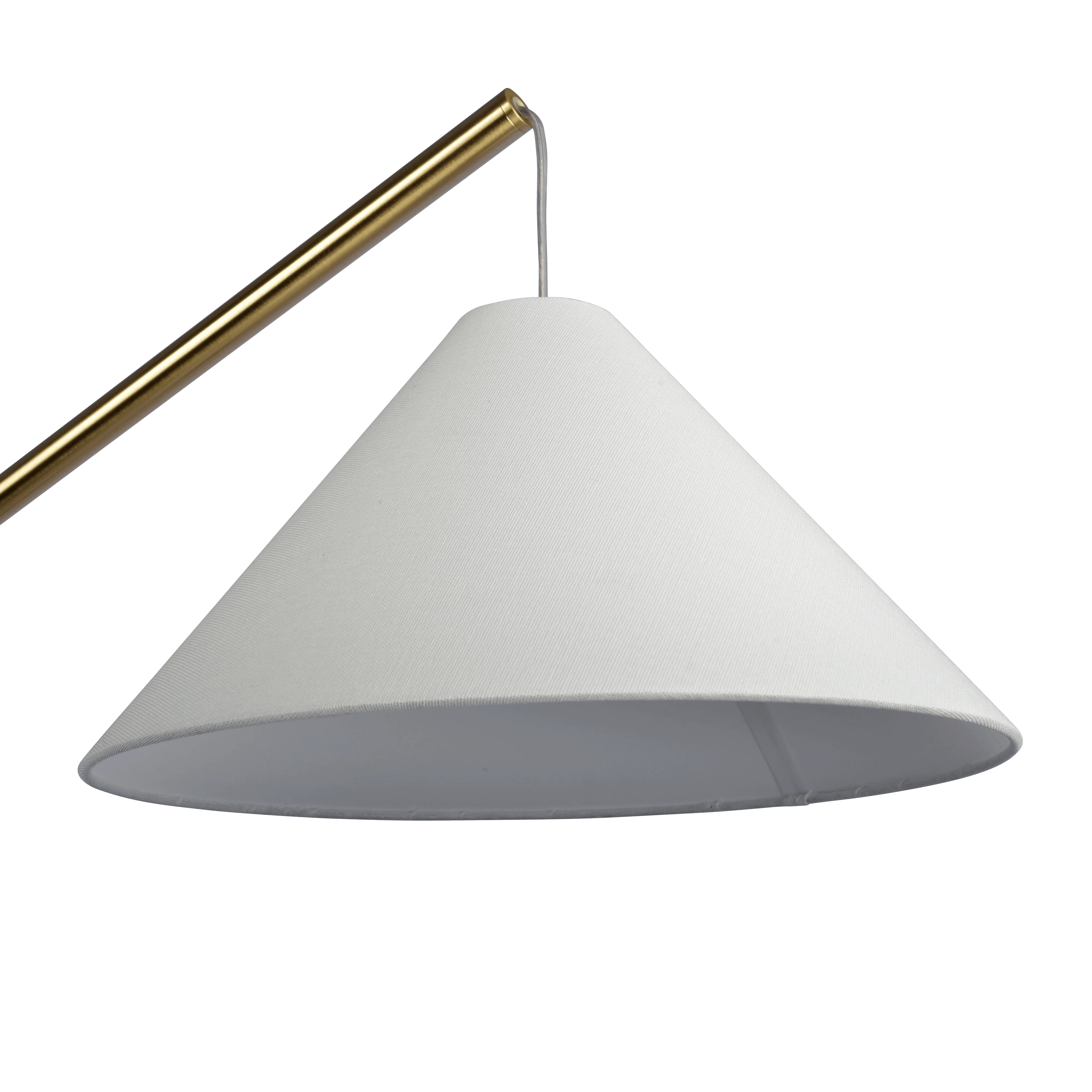 Lisbon Black Floor Lamp with On/Off Switch Coned Base Hanging White Fabric Shade - Image 4