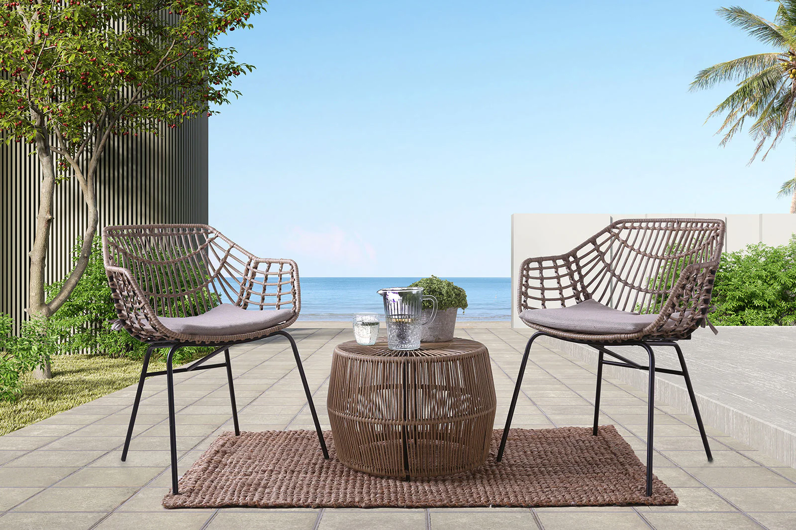 Livana Natural Patio Chair (Set of 2) - Image 2