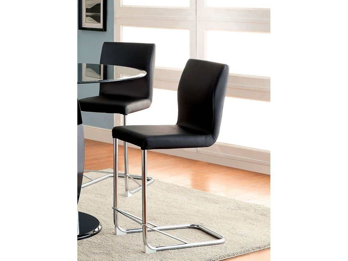 Lodia Black & Chrome Counter Ht. Chair (Set of 2)