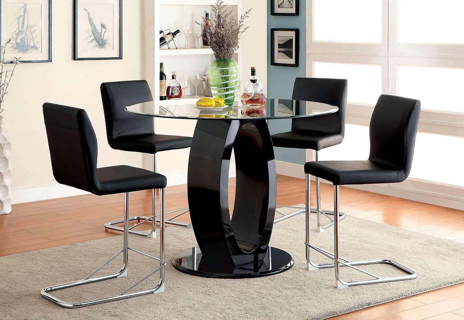 Lodia Black & Chrome Counter Ht. Chair (Set of 2) - Image 3