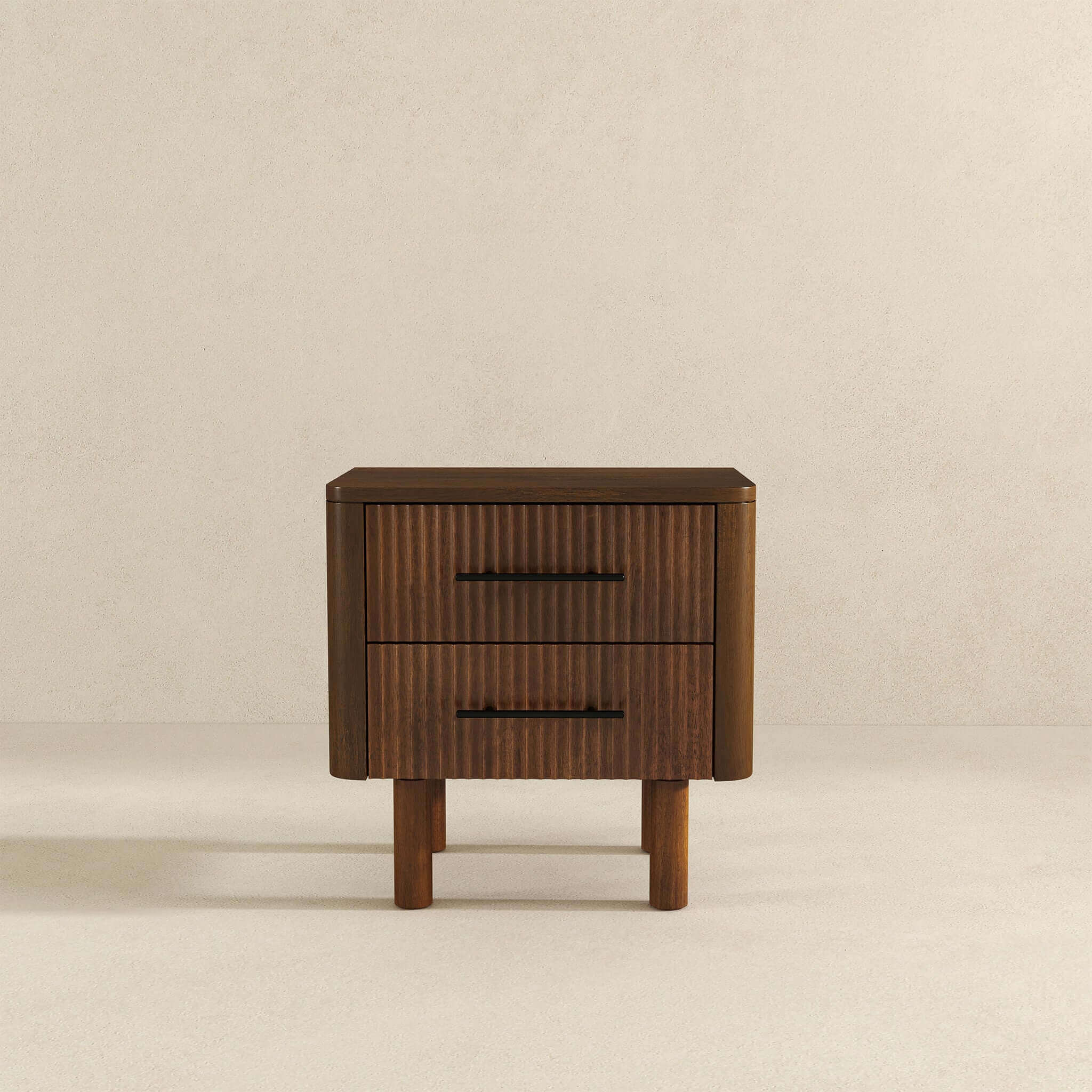 Logan Mid Century Modern Walnut Nightstand Bed Side Tables With 2 Drawers - Image 7